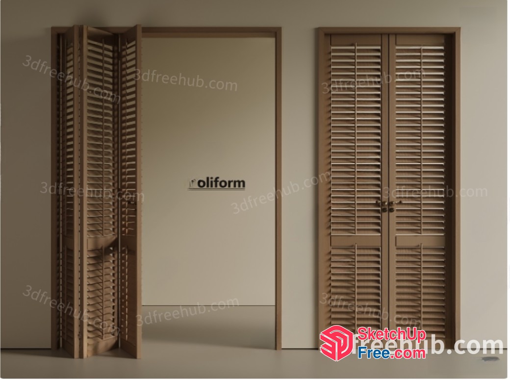 A Modern Office Interior With A Door And Windows 3D SketchUp File