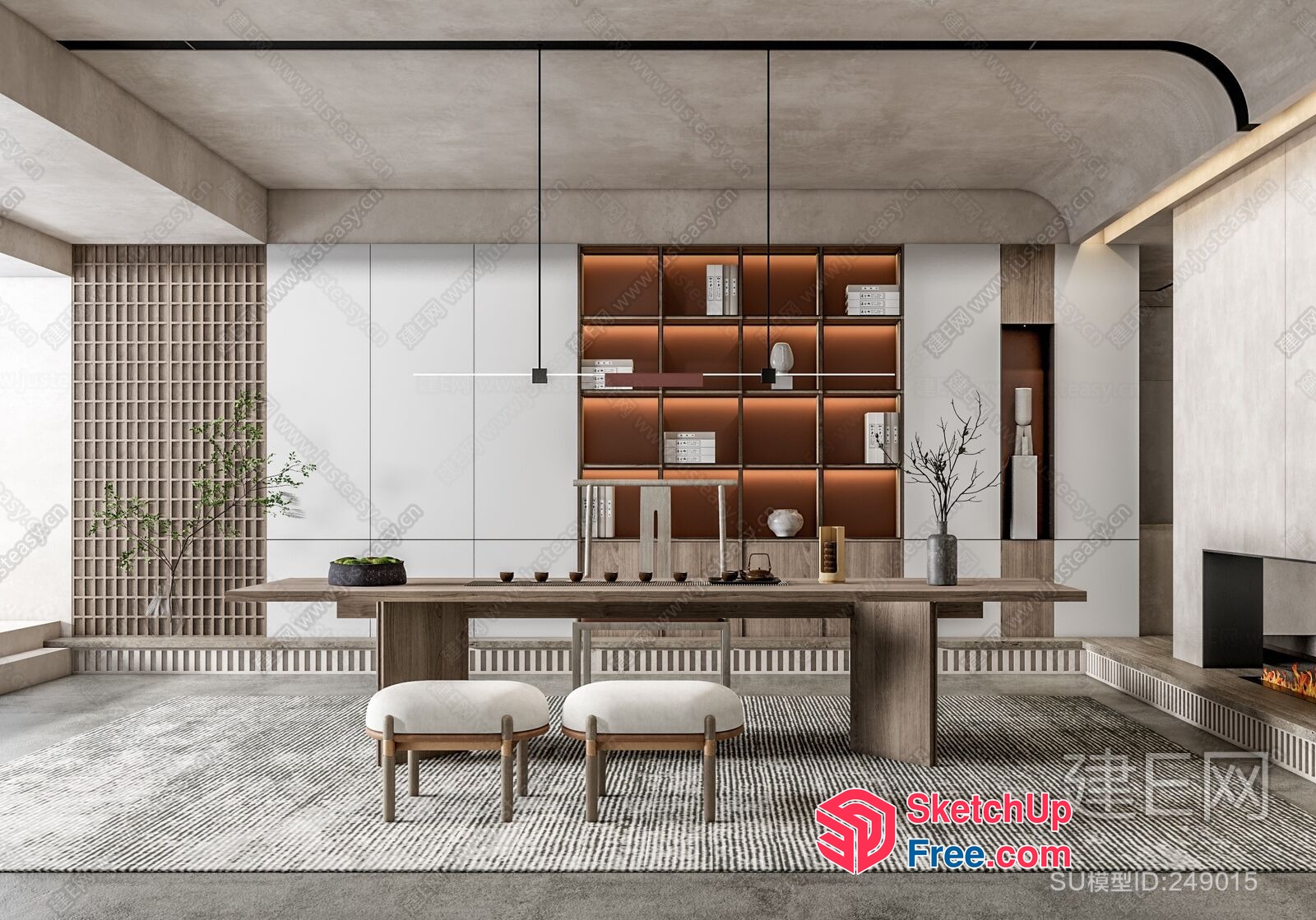 Minimalist Japanese-Inspired Living Room Design 3D SketchUp File