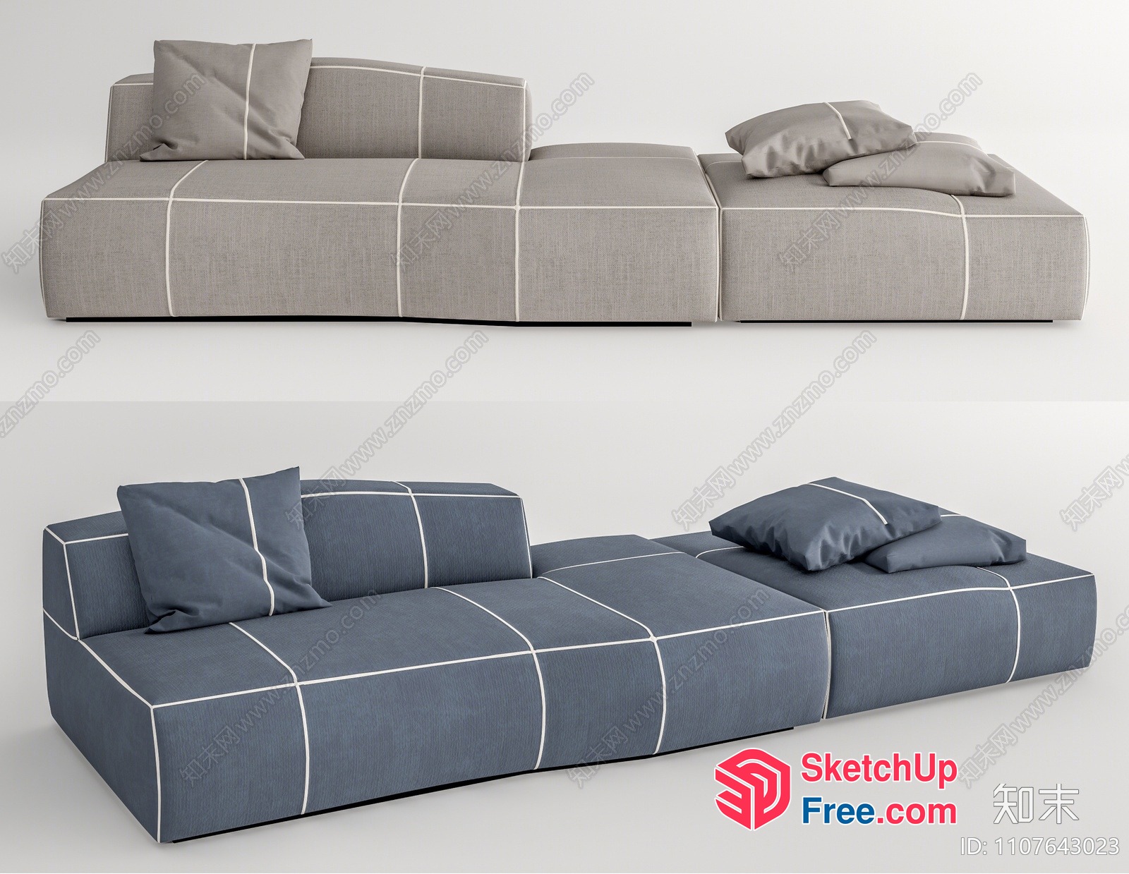 Minimalist Sofa Set With Pillows And Cushions 3D SketchUp File