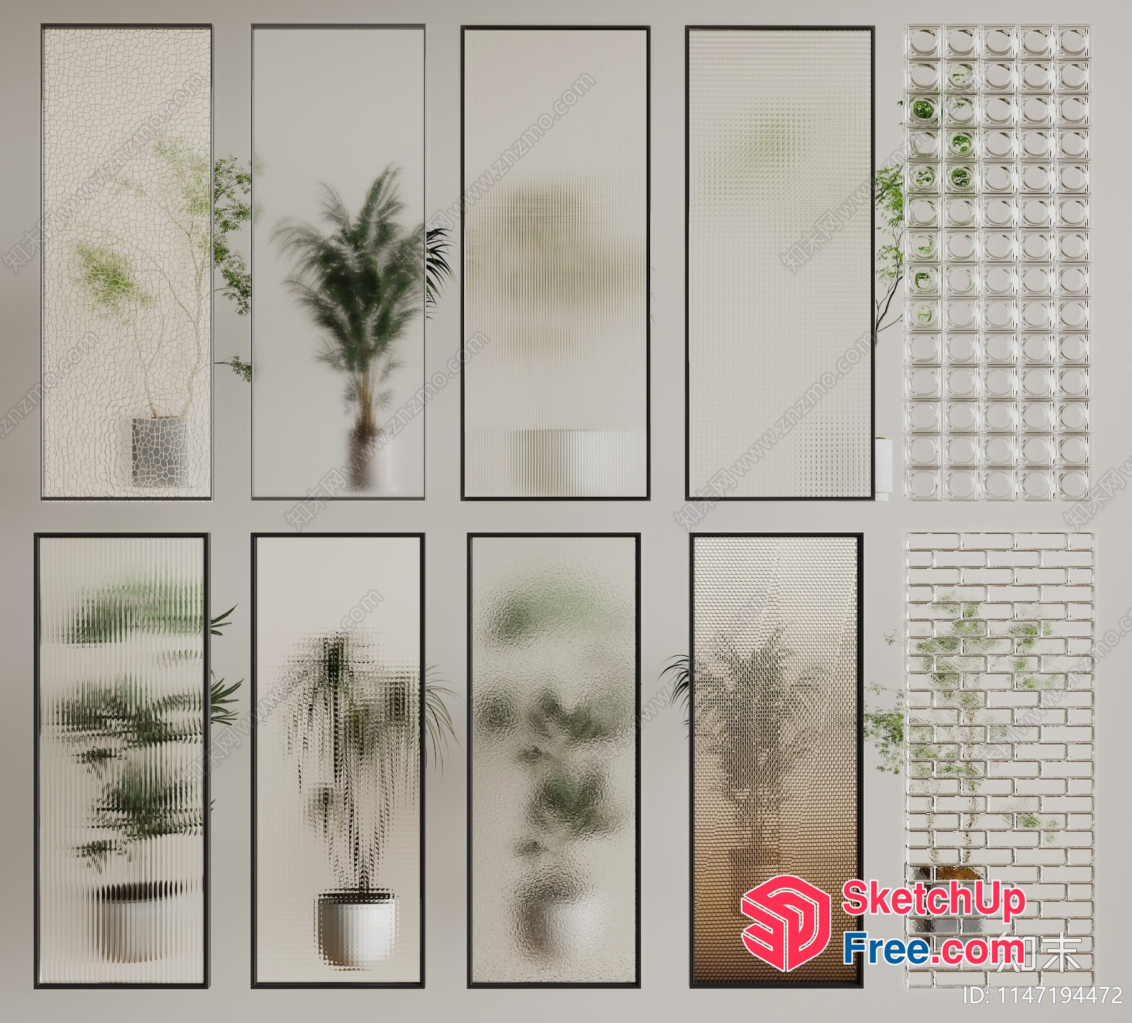 Modern Glass And Plant Decorations 3D SketchUp File