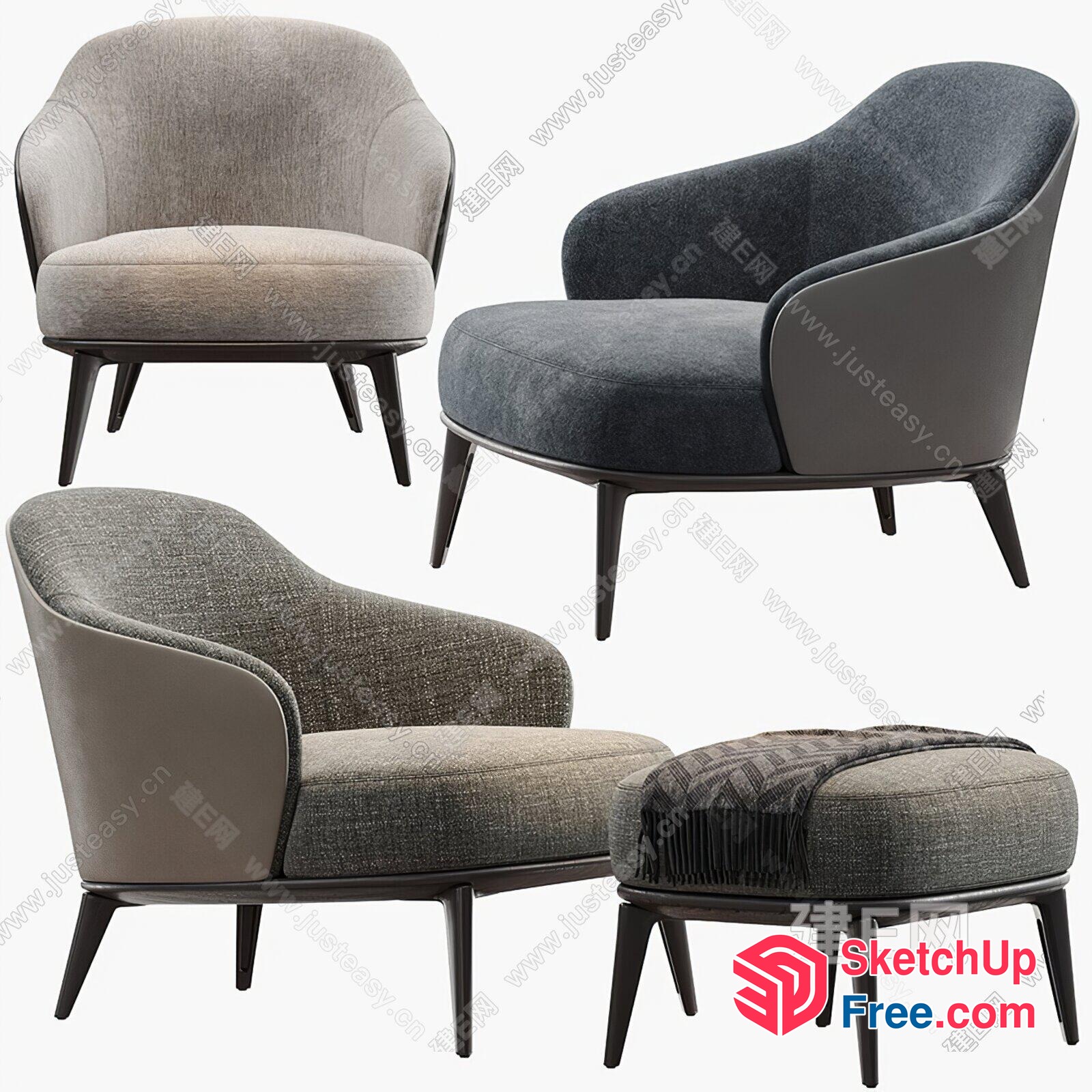 Modern Grey Furniture Set 3D SketchUp File