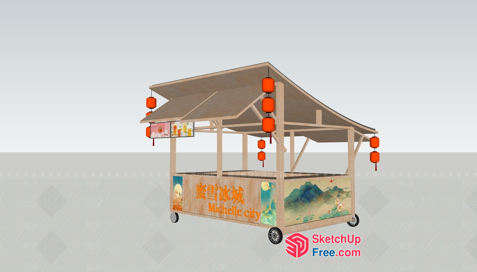 Traditional Asian Market Stall 3D SketchUp File
