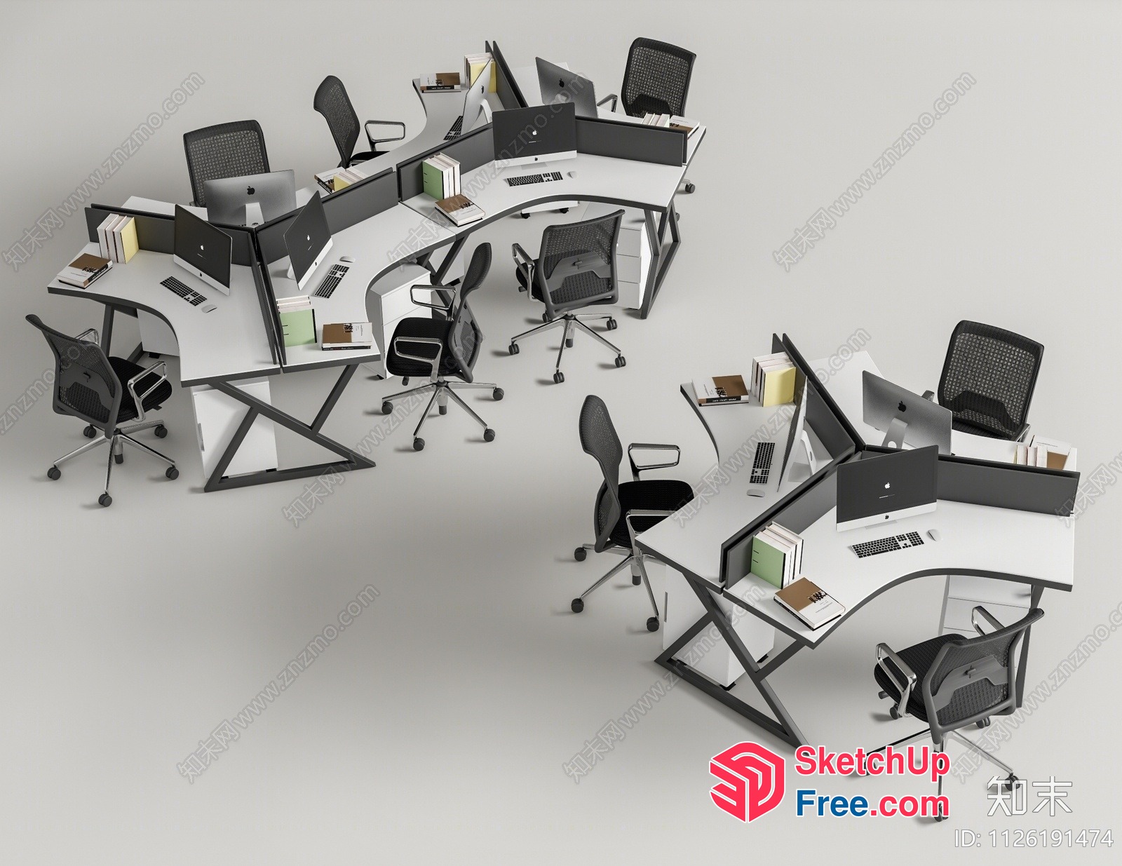 Modern Office Furniture Arrangement 3D SketchUp File