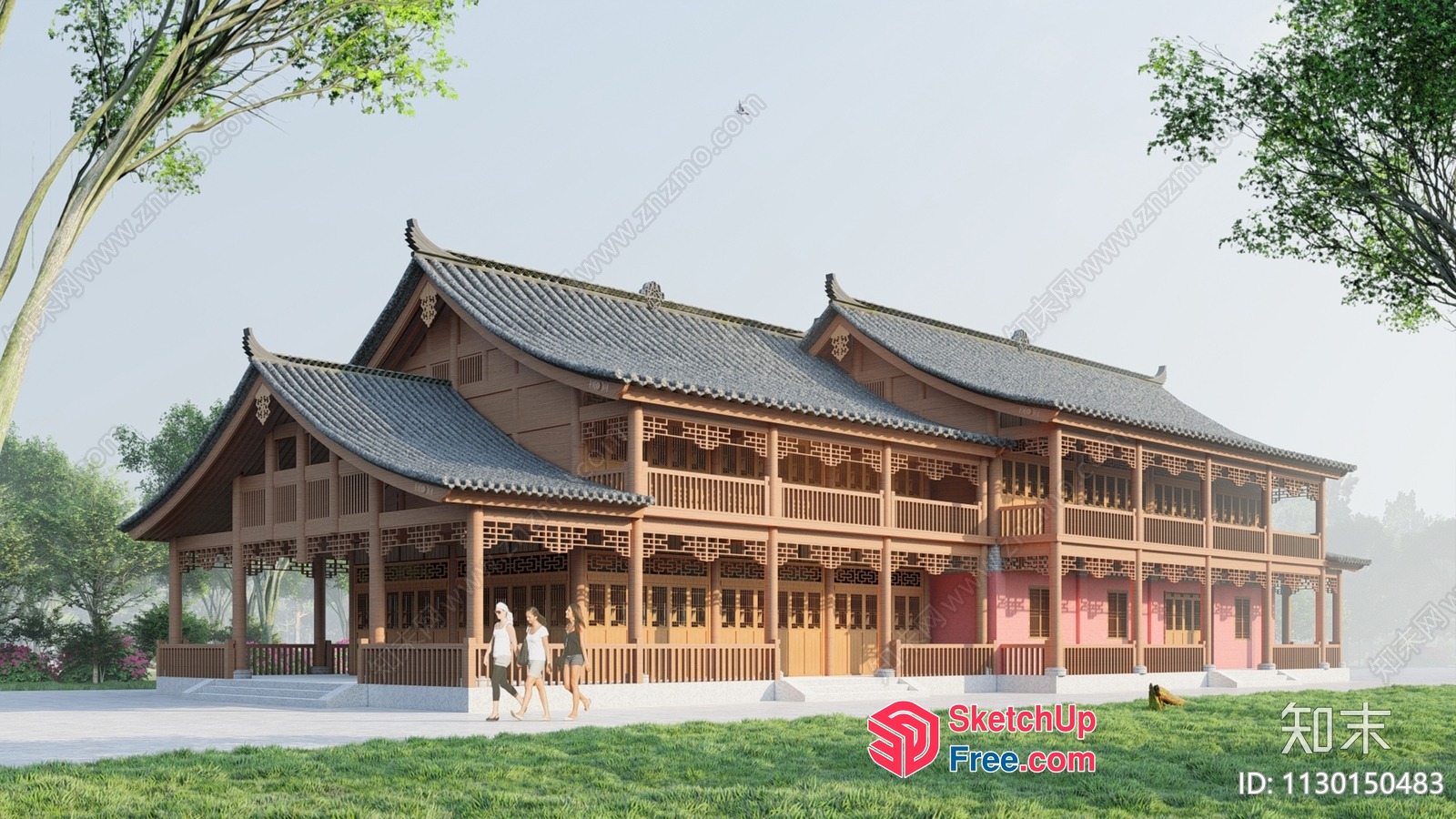 Traditional Chinese Building Exterior 3D SketchUp File