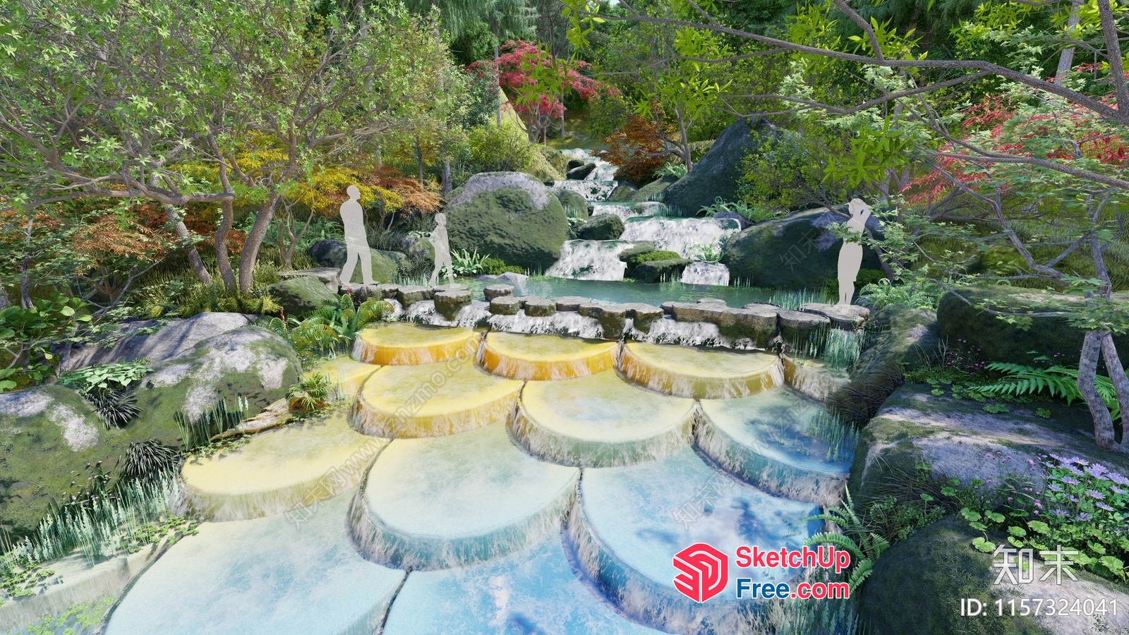Serene Waterfall Oasis 3D SketchUp File