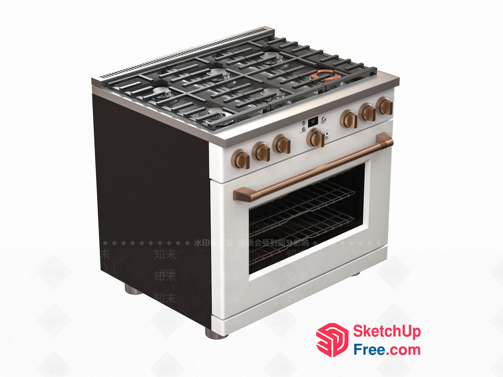 Modern Stainless Steel Gas Stove With Copper Accents 3D SketchUp File