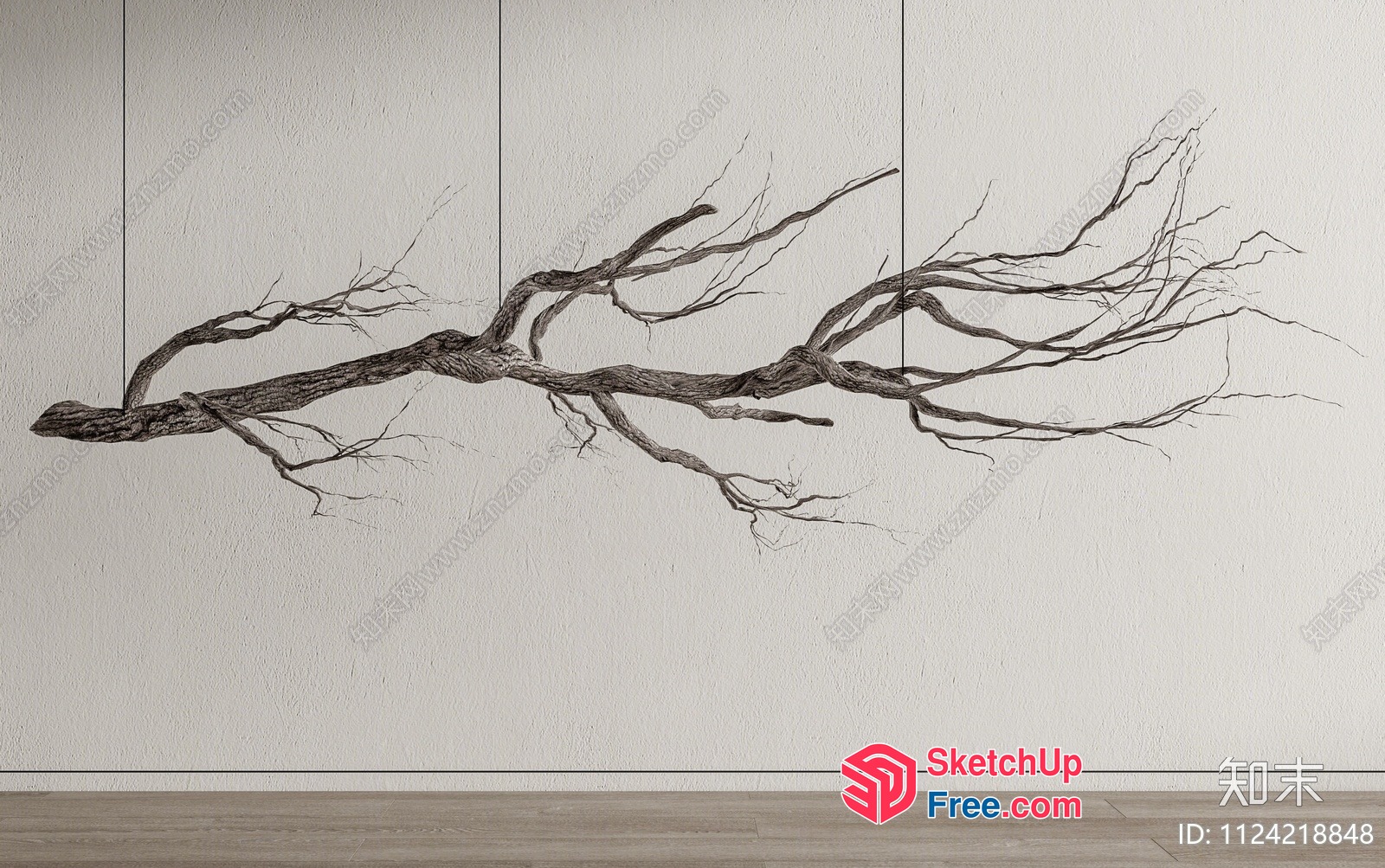 Minimalist Wabi-Sabi Style Branch Wall Decor 3D SketchUp File