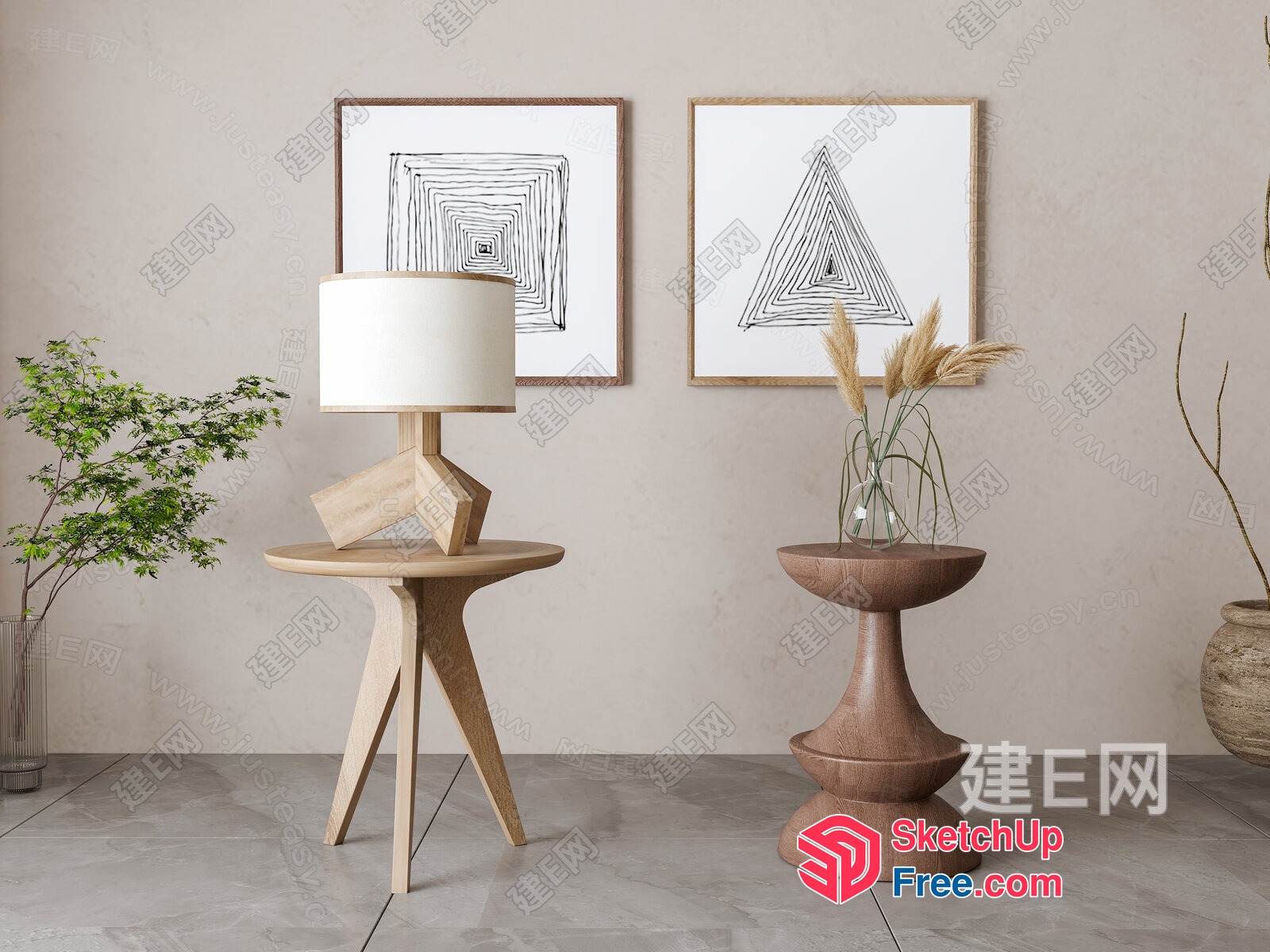 Minimalist Modern Decorative Furniture Set 3D SketchUp File
