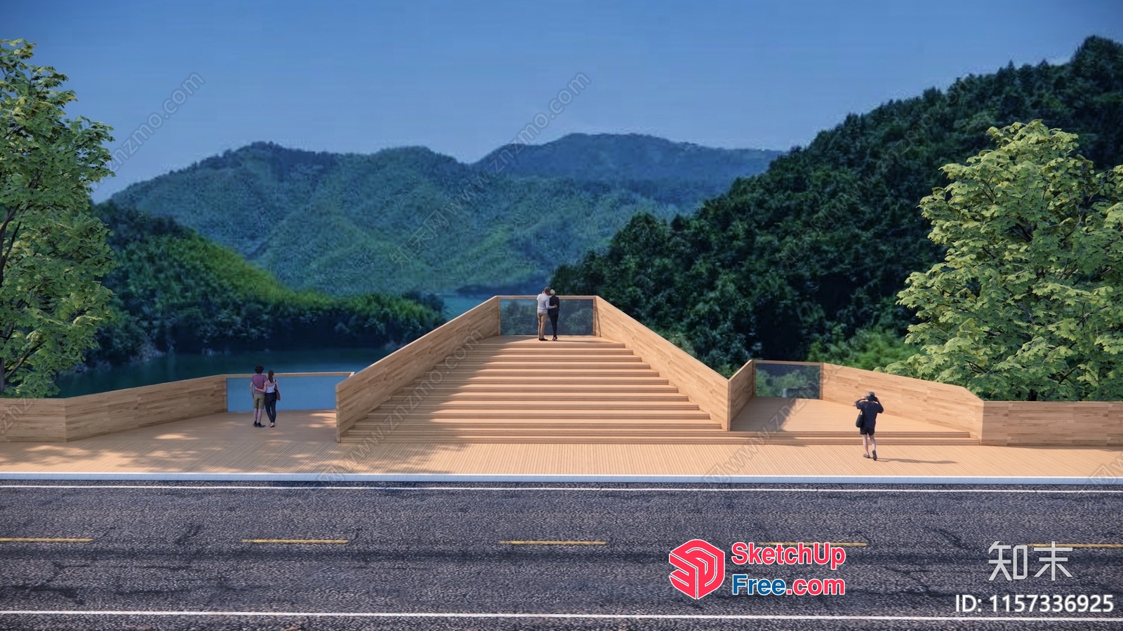 Wooden Stairway To Scenic View 3D SketchUp File
