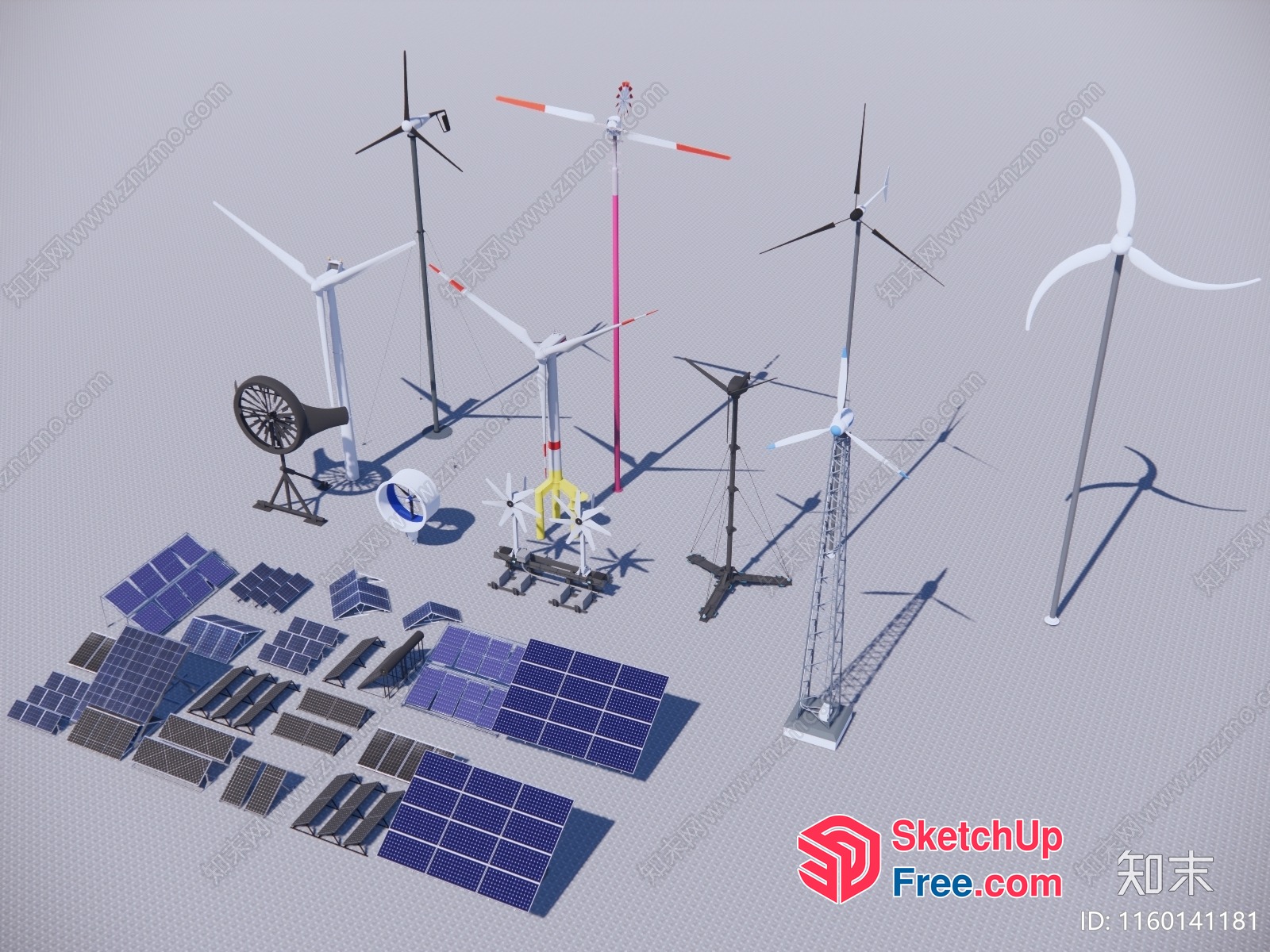Wind Turbine Models And Solar Panels 3D SketchUp File