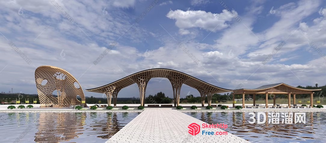 Futuristic Asian Architecture 3D SketchUp File