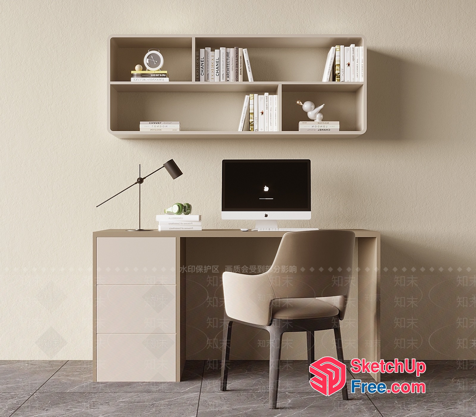 Minimalist Scandinavian Study Room 3D SketchUp File