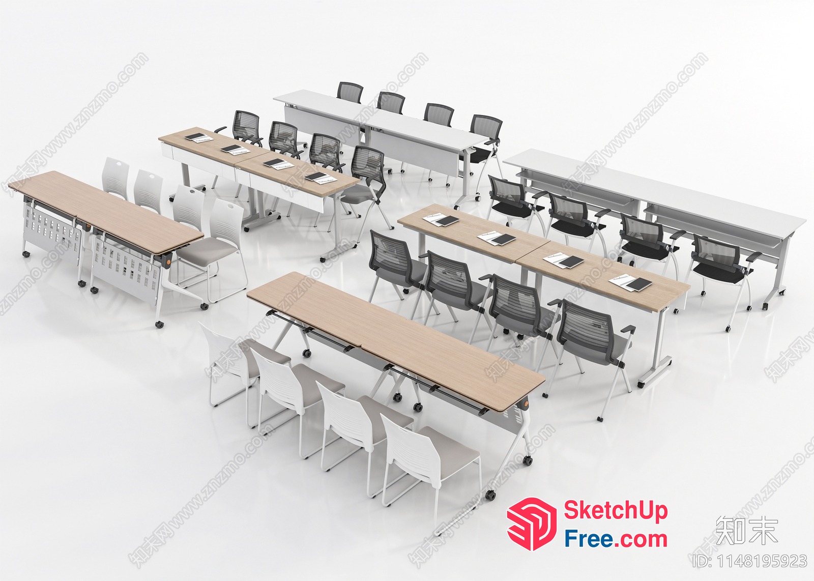 Modern Minimalist Office Furniture Arrangement 3D SketchUp File