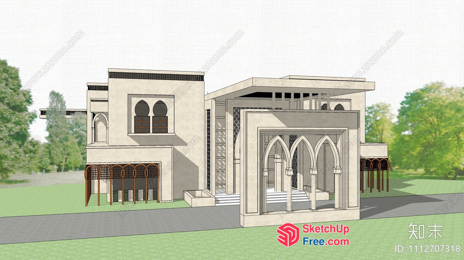 Exterior Design Of A Modern Villa With A Balcony And Staircase 3D SketchUp File