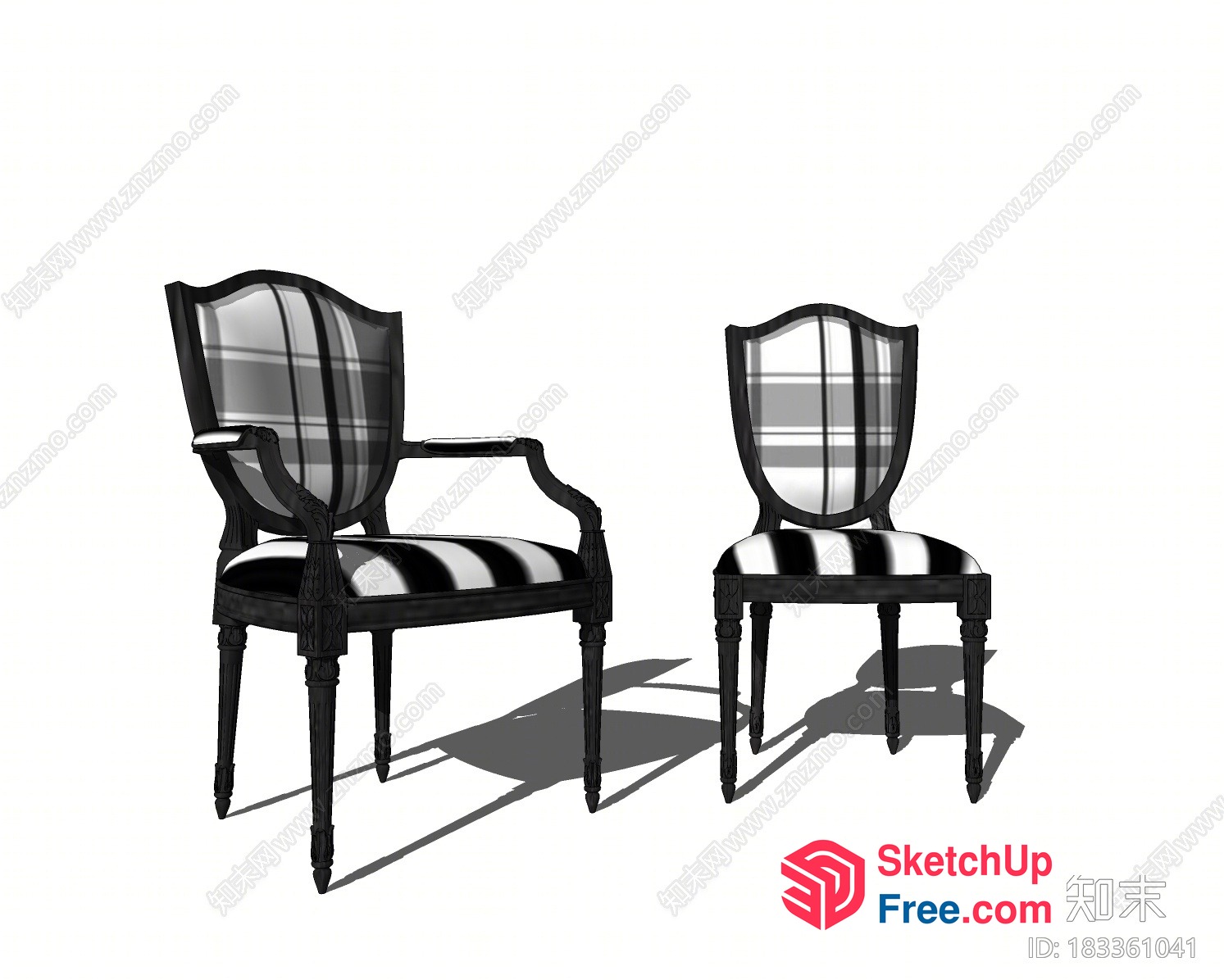 Elegant Black And White Chairs 3D SketchUp File