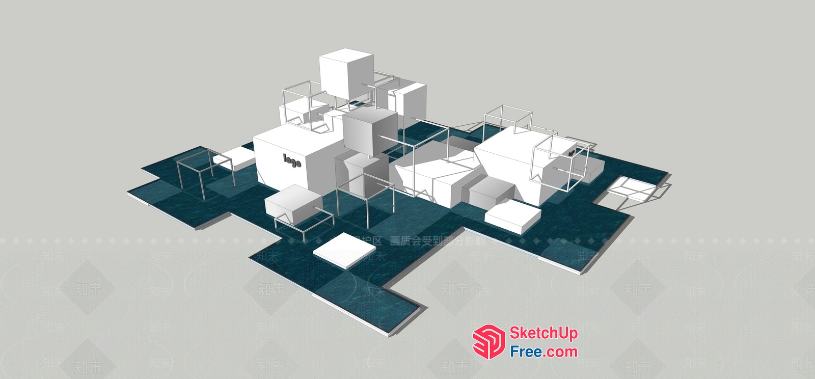 Minimalist Office Space With Modern Furniture And Glass Walls 3D SketchUp File
