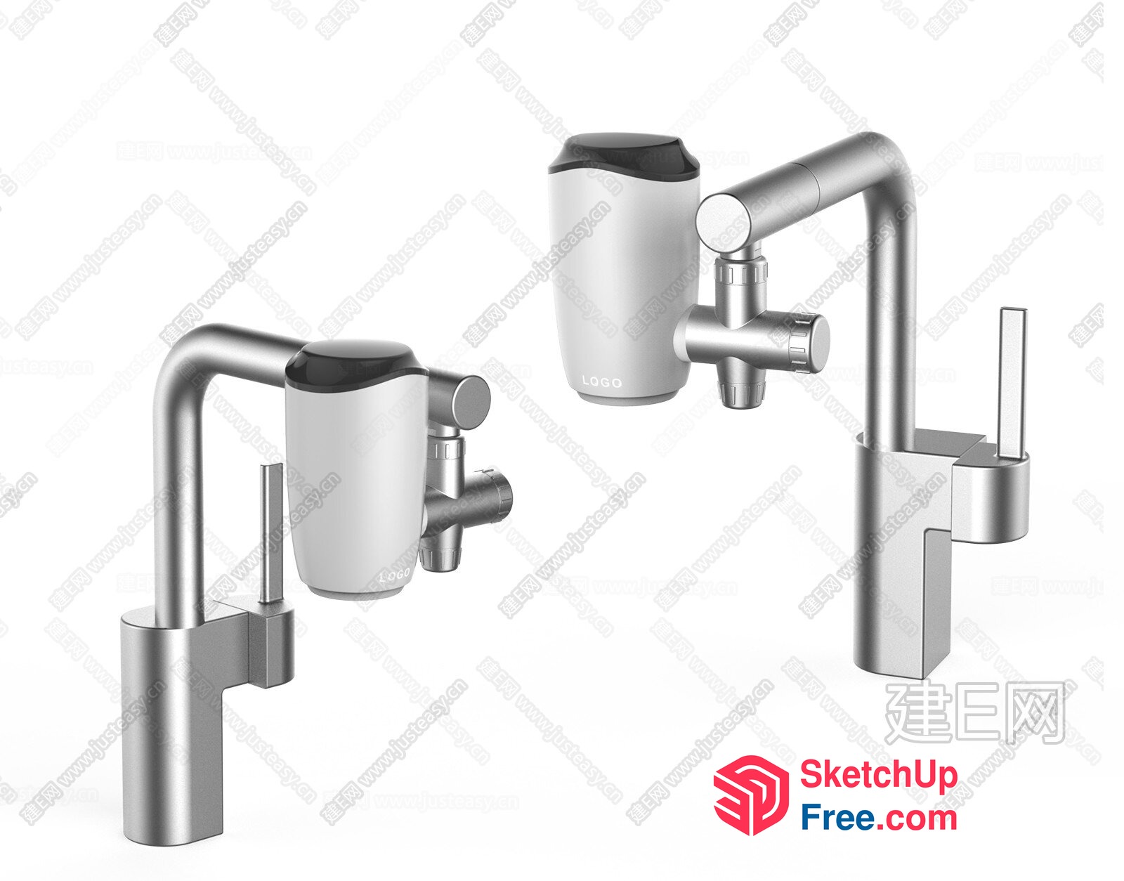 Modern Silver Faucets And Decorative Items 3D SketchUp File
