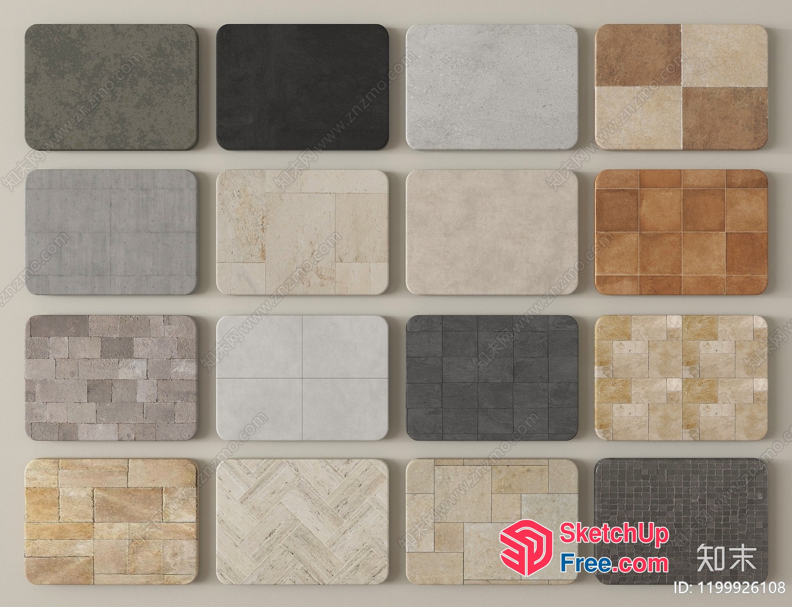 Various Stone Tile Designs 3D SketchUp File