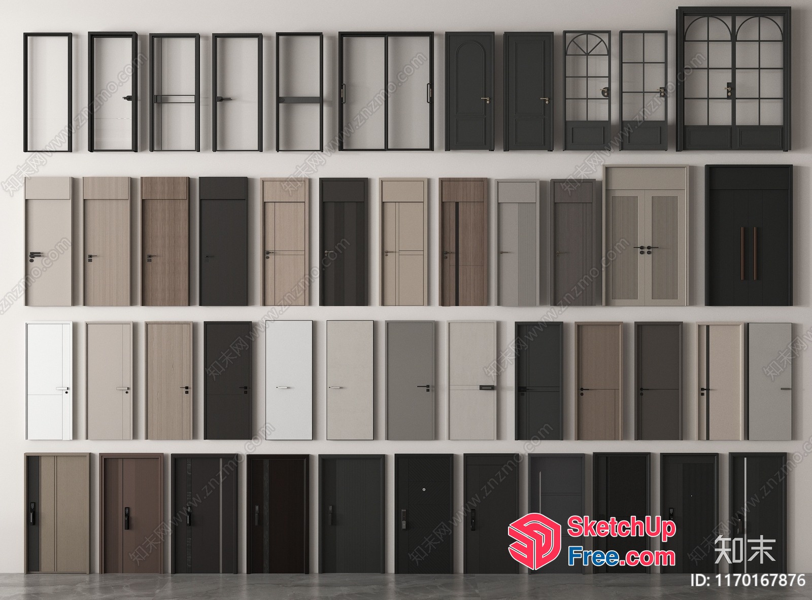 Modern Doors And Doors With Various Styles And Designs 3D SketchUp File