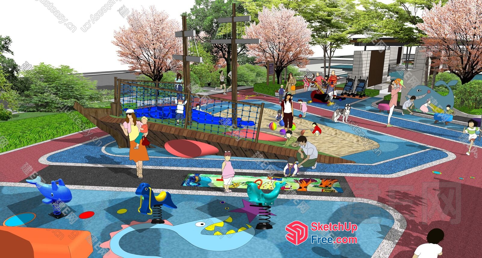 Colorful Playground With Various Play Equipment 3D SketchUp File