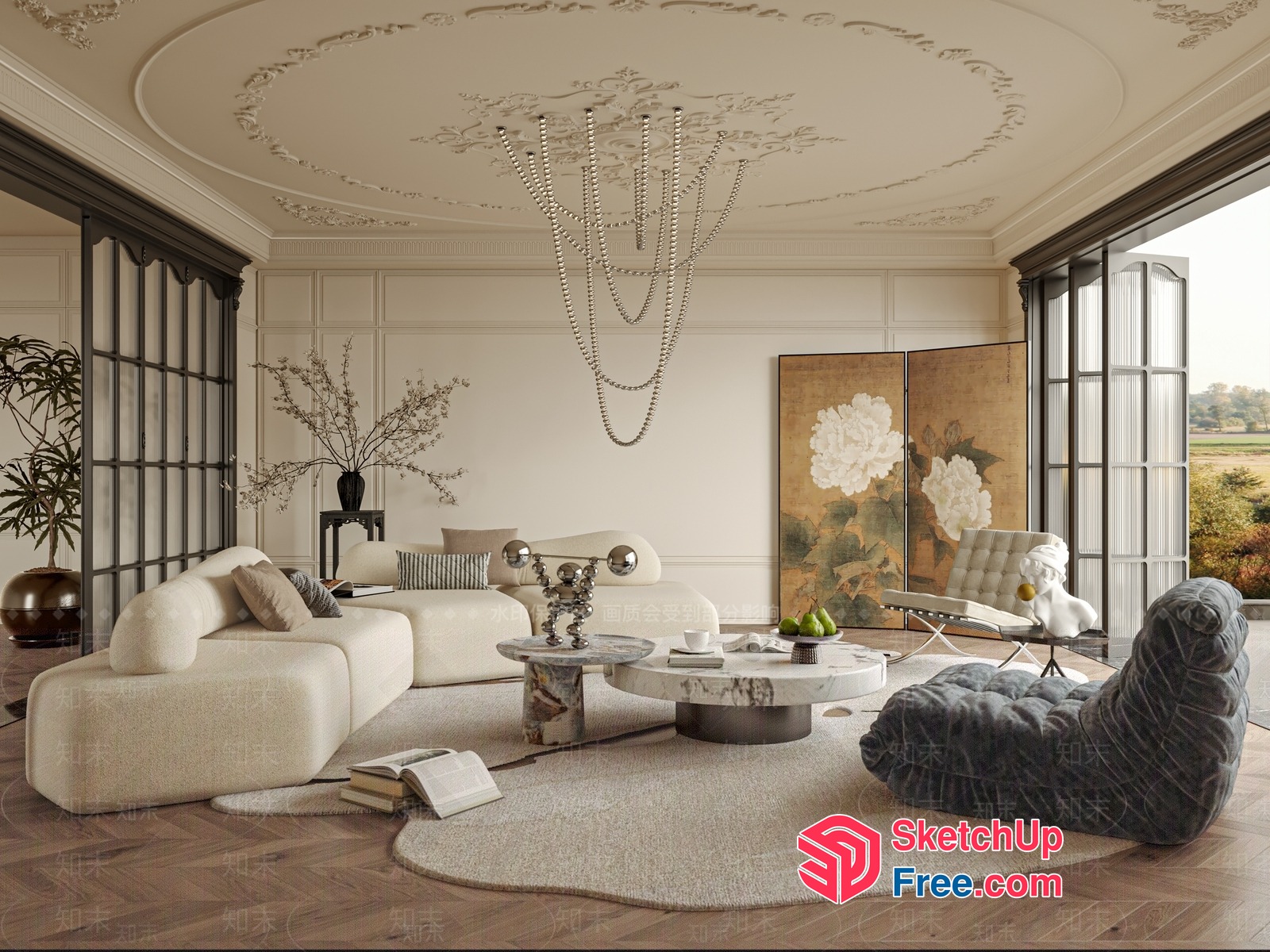 Elegant And Sophisticated Living Room Design 3D SketchUp File