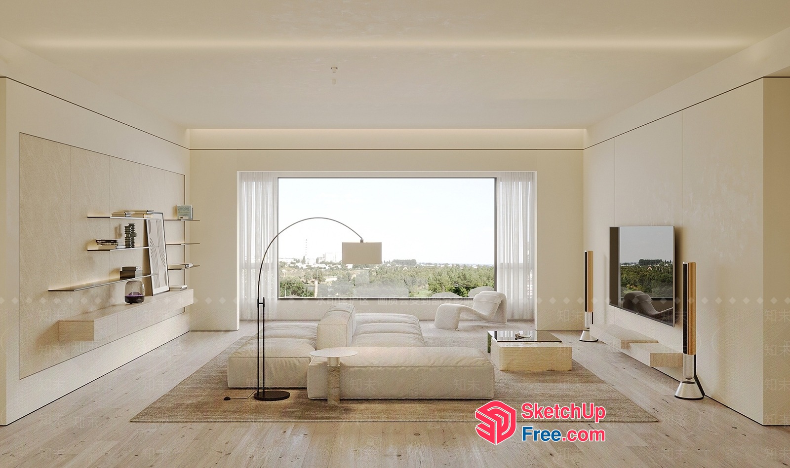 Modern Minimalist Living Room Interior 3D SketchUp File