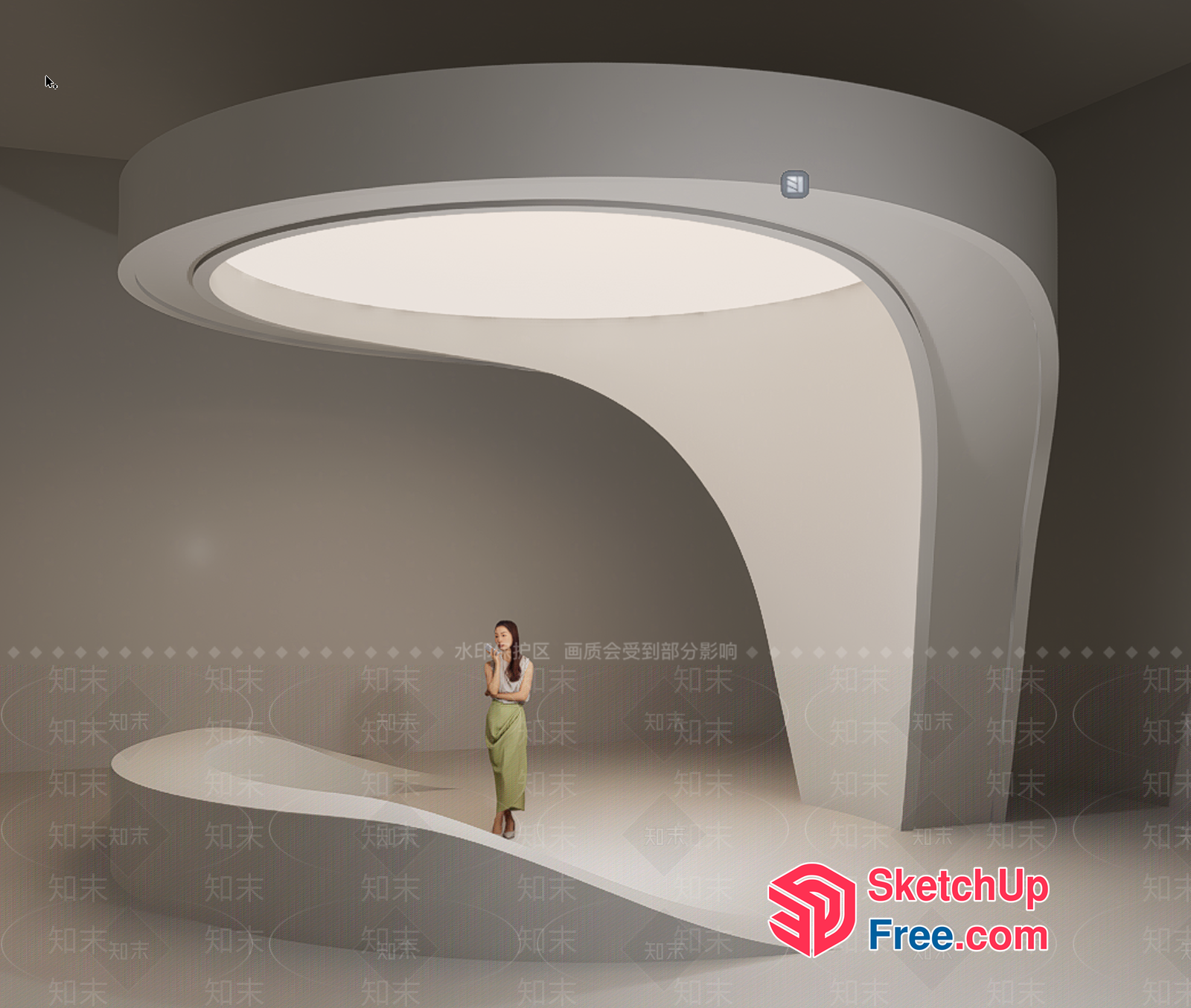 Modern Minimalist White Curved Entrance Arch 3D SketchUp File