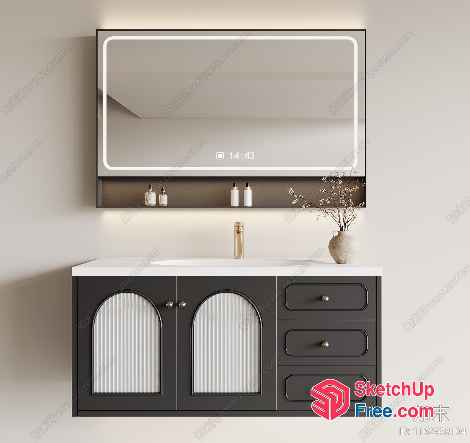 Modern Bathroom Vanity With Led Mirror And Sink 3D SketchUp File