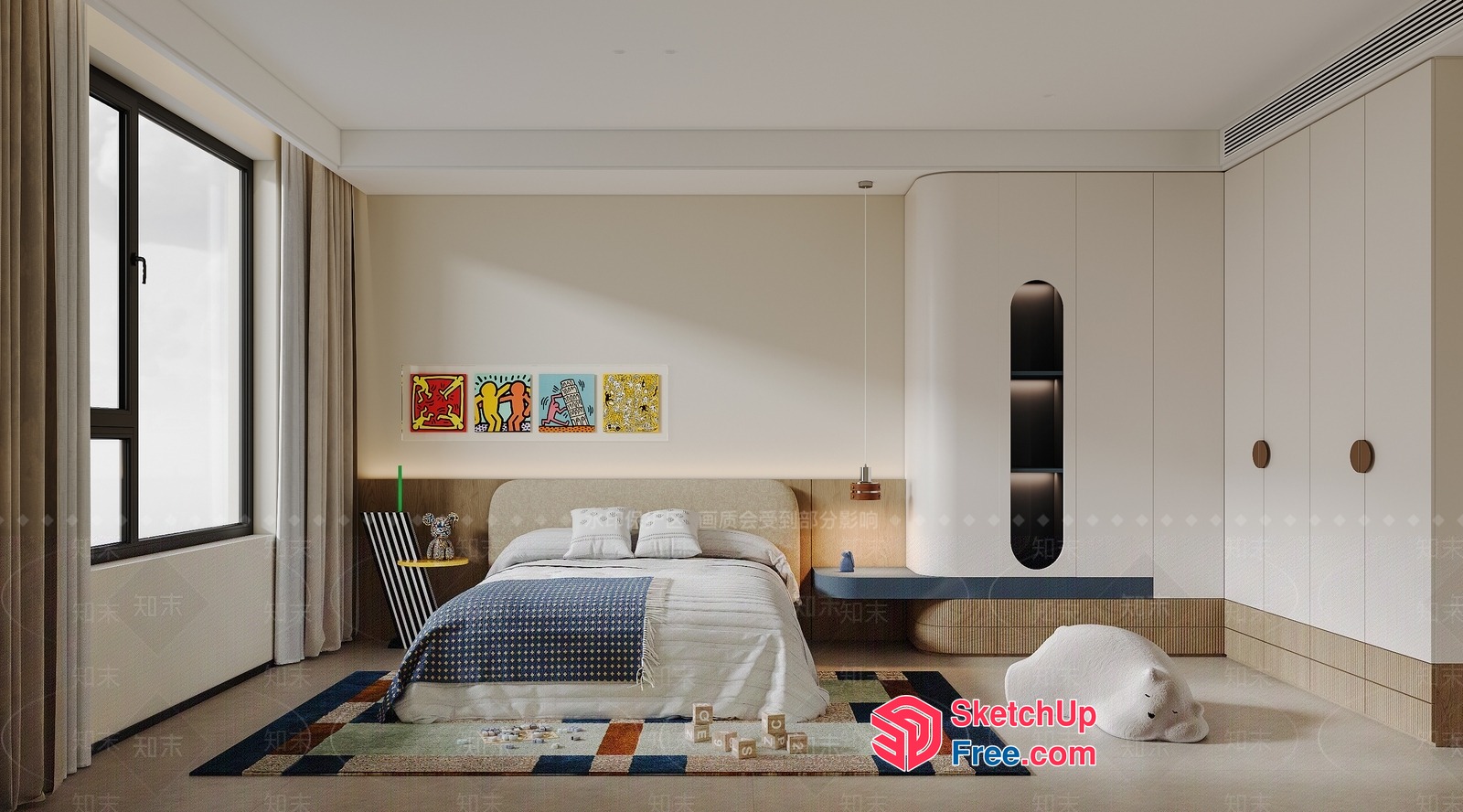 Modern Minimalist Bedroom With Sleek Furniture 3D SketchUp File