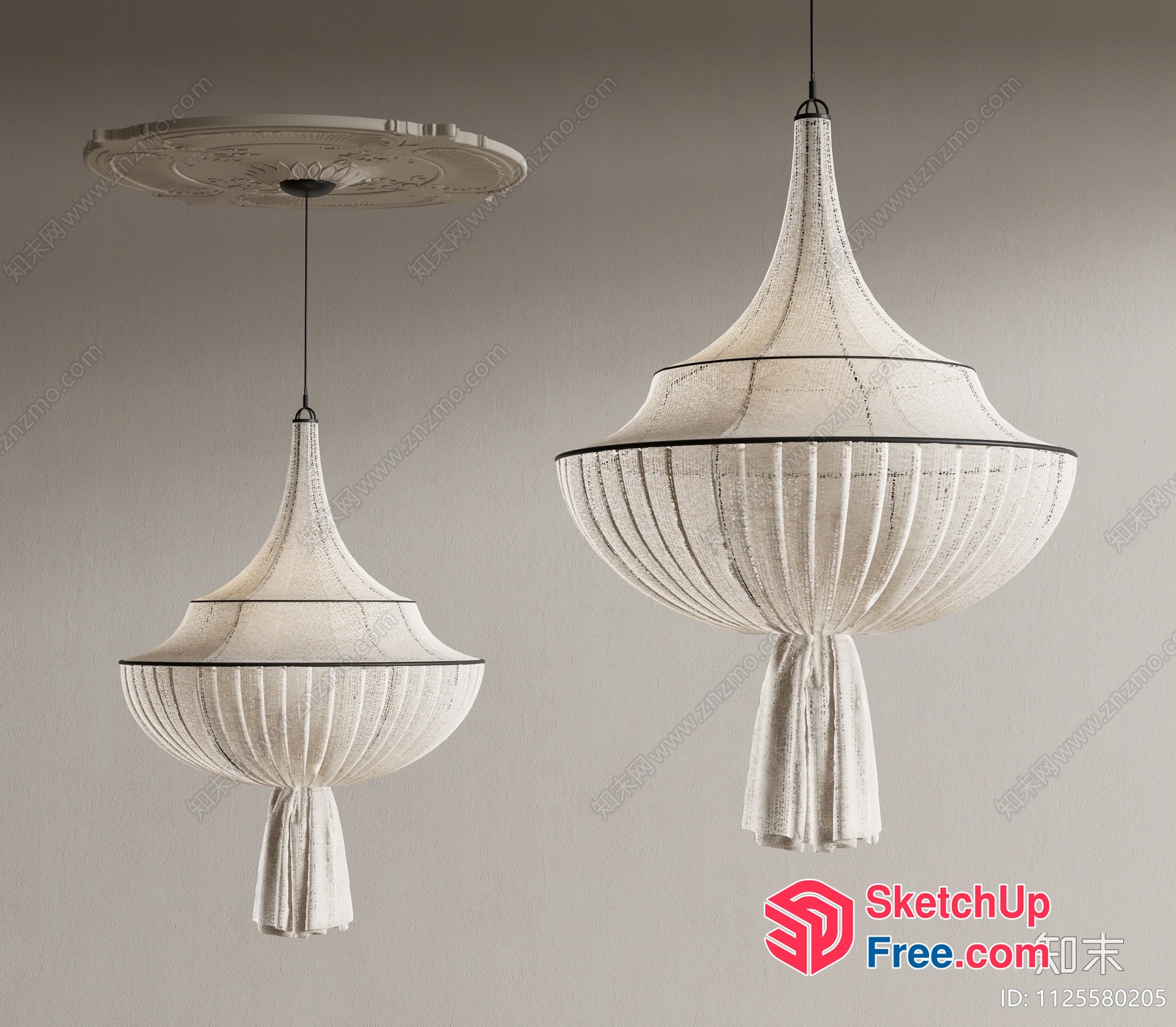 Elegant White Hanging Lamps 3D SketchUp File