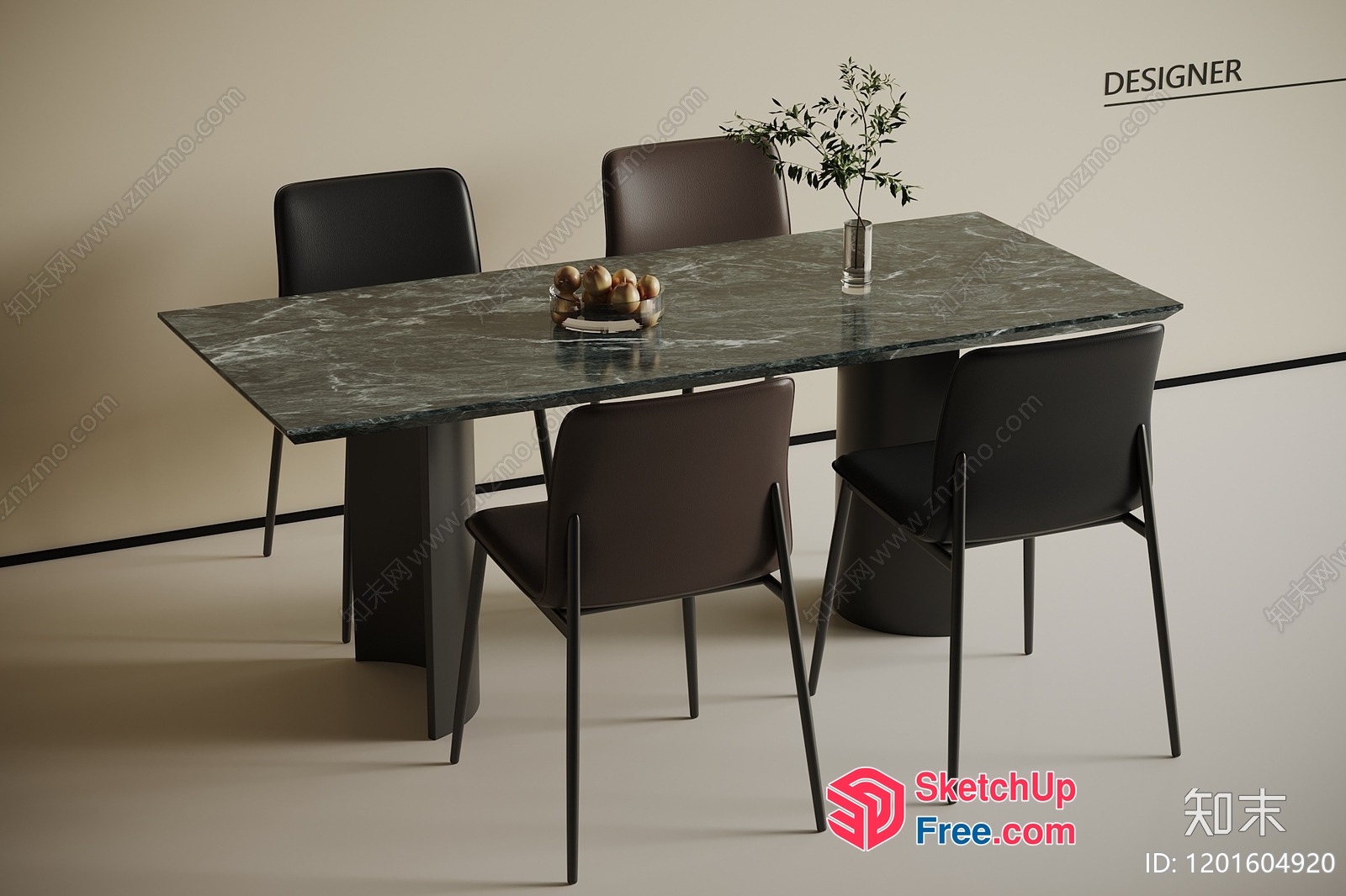 Modern Dining Table Set With Sleek Chairs 3D SketchUp File