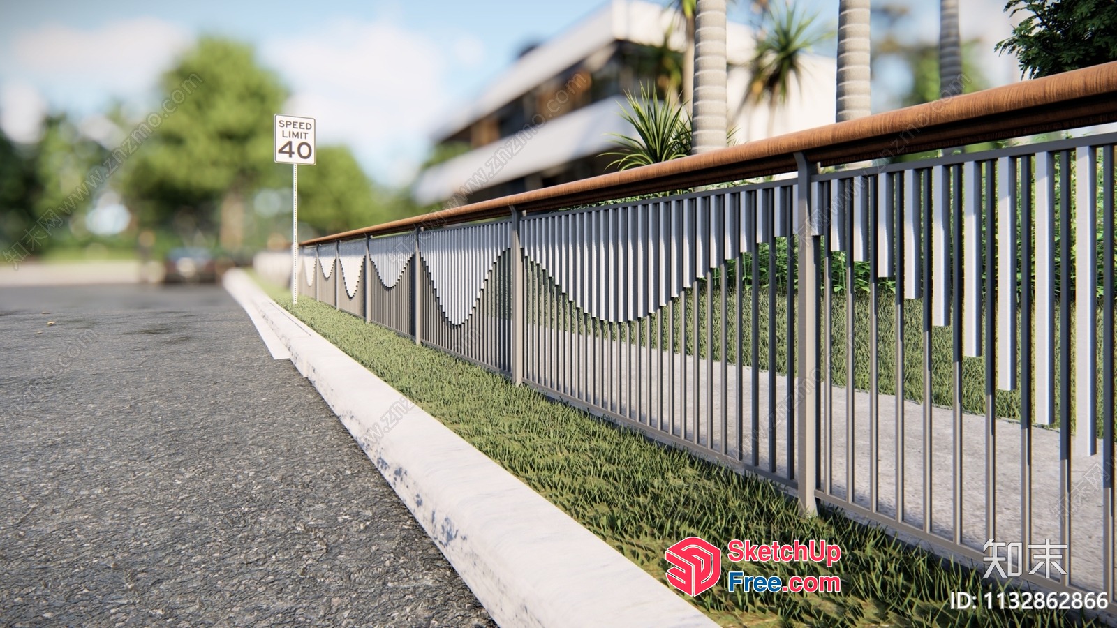 Decorative Railing Along Roadside 3D SketchUp File
