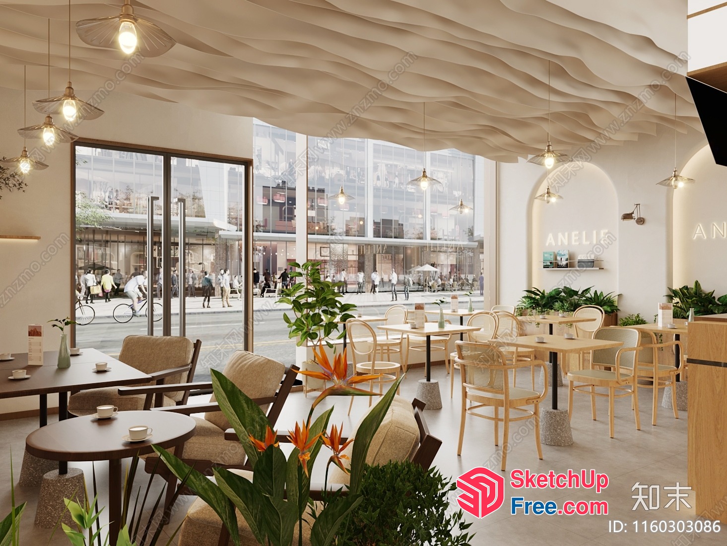 Modern Commercial Street Cafe Interior 3D SketchUp File