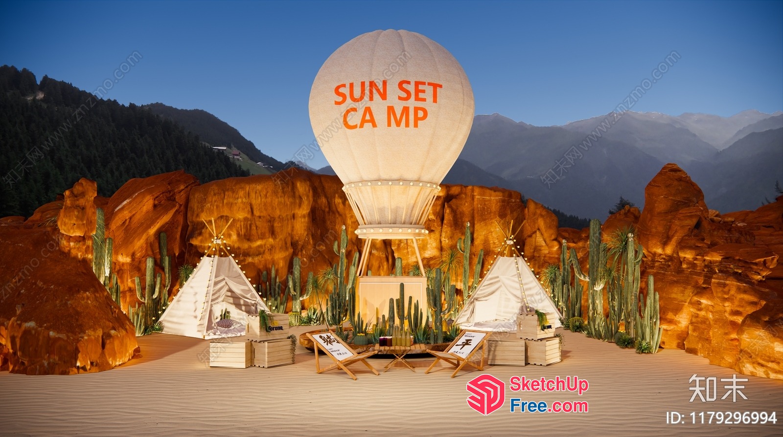 Desert Oasis Campsite 3D SketchUp File