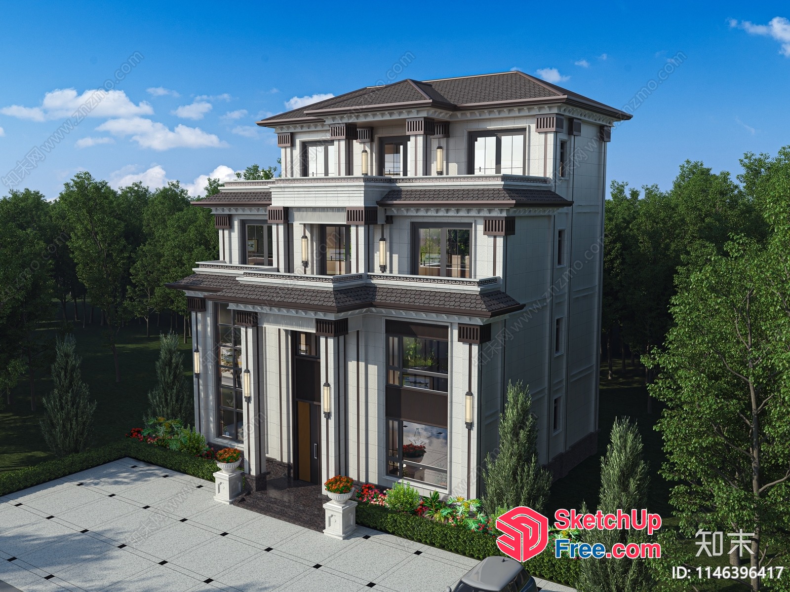 Luxurious Modern European Villa 3D SketchUp File