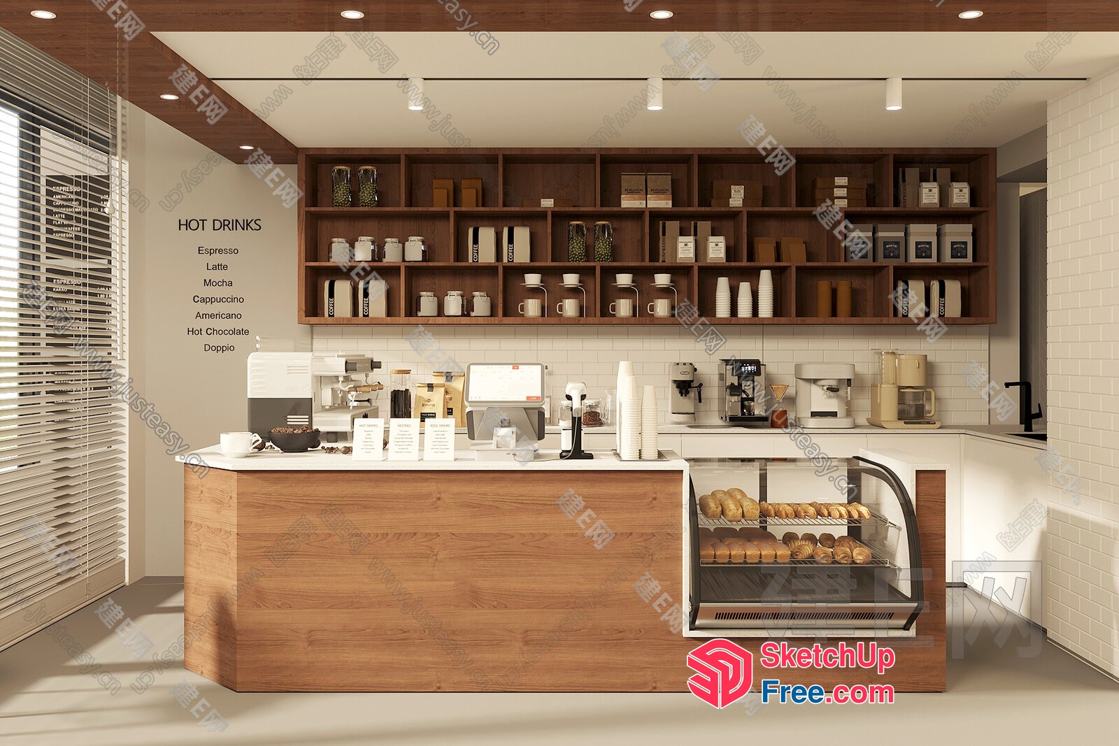 Modern Coffee Shop Interior 3D SketchUp File