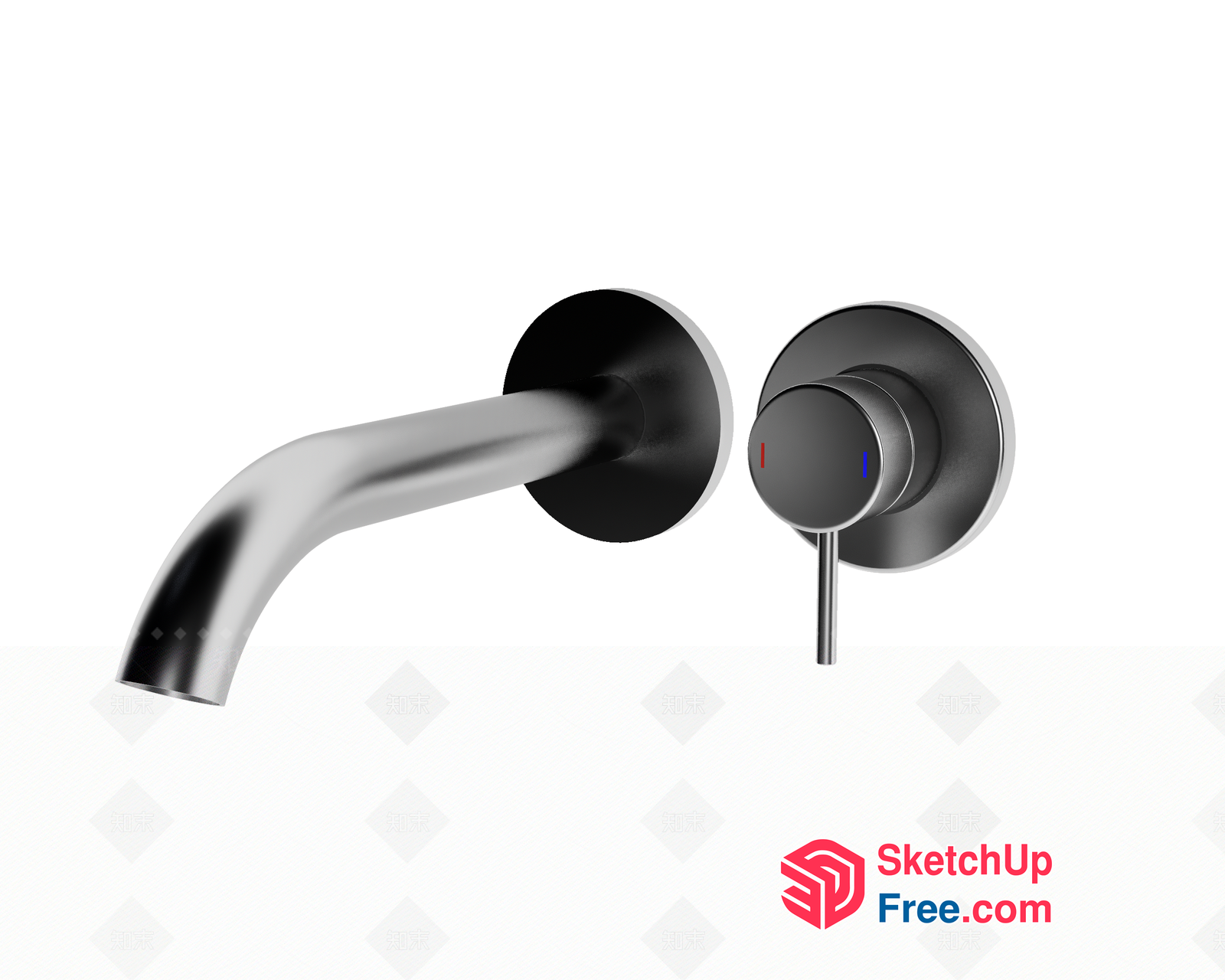 Modern Bathroom Faucet With Wall-Mounted Design 3D SketchUp File