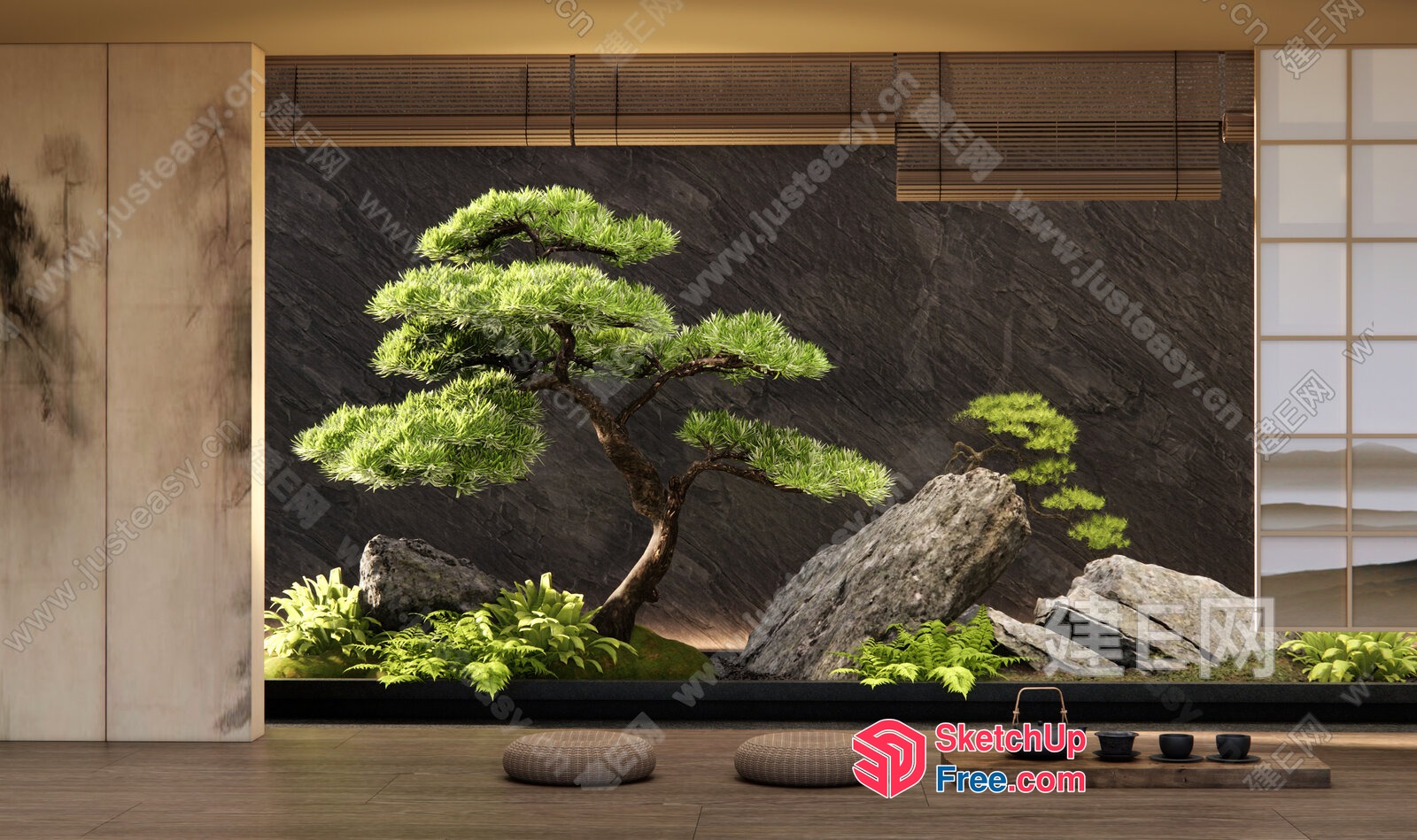 Tranquil Japanese-Inspired Living Room 3D SketchUp File