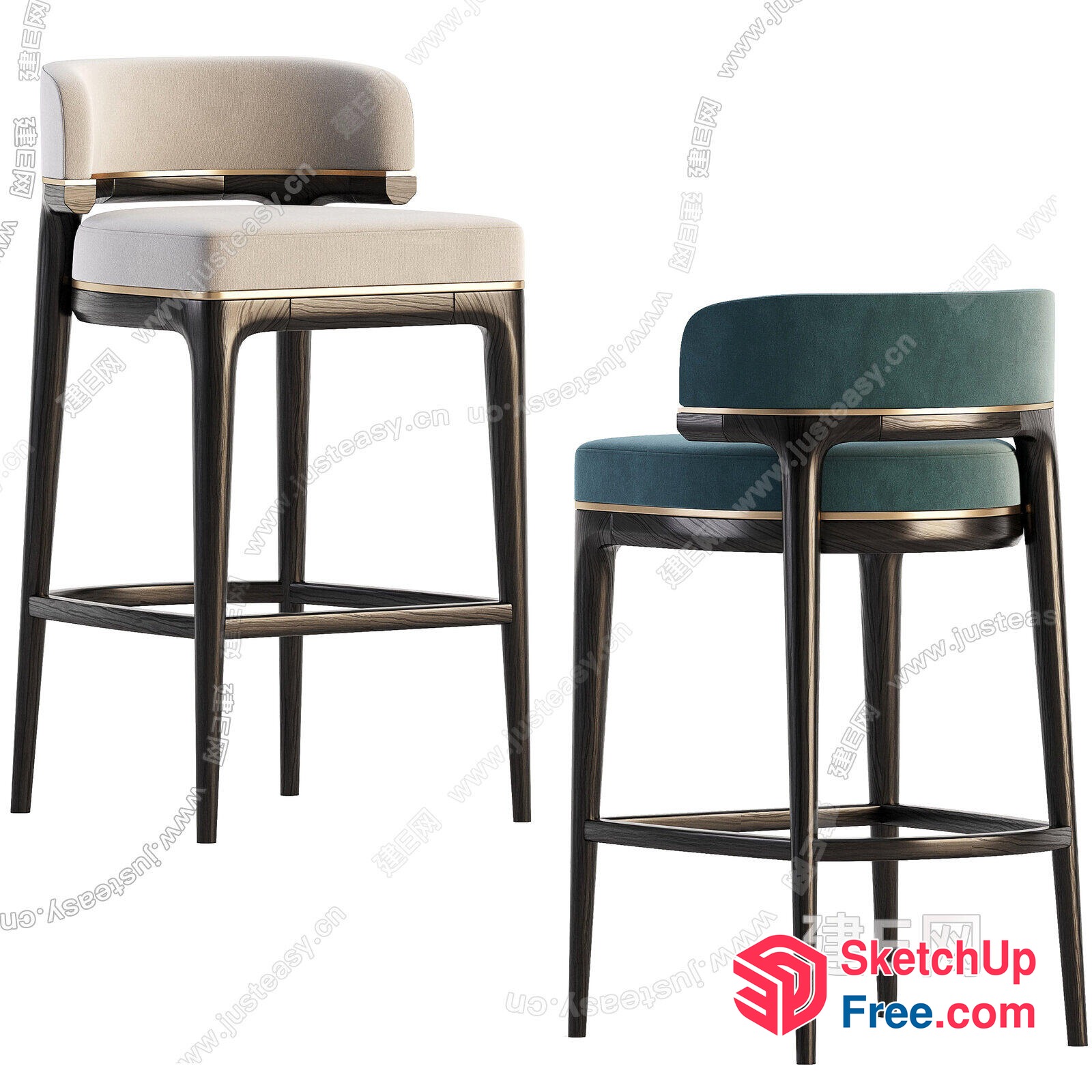 Modern Bar Stools With Elegant Upholstery 3D SketchUp File