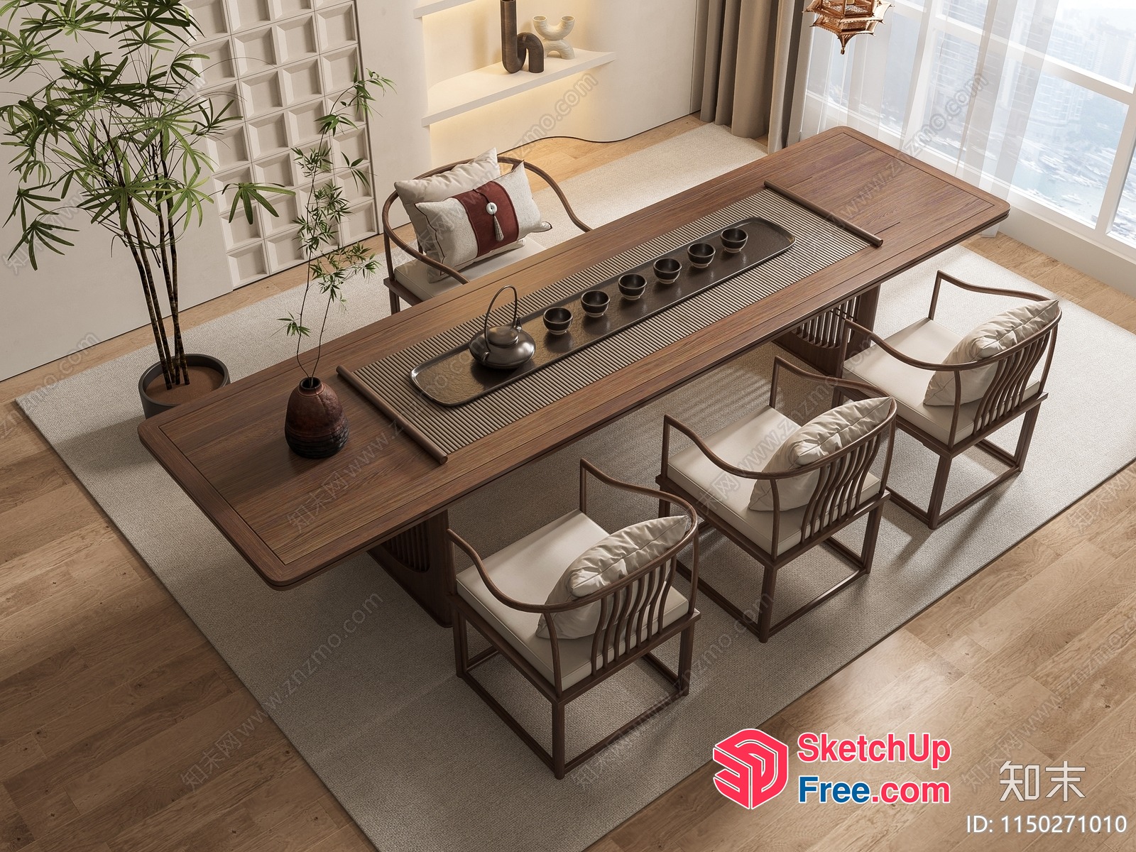 Elegant Asian-Inspired Dining Space 3D SketchUp File