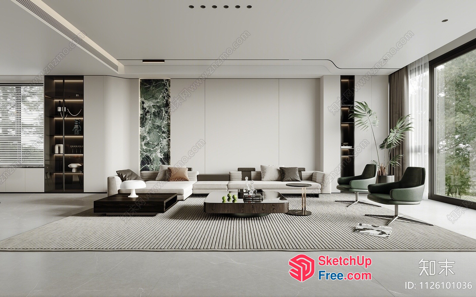 Modern Living Room With Sleek Furniture And Natural Light 3D SketchUp File