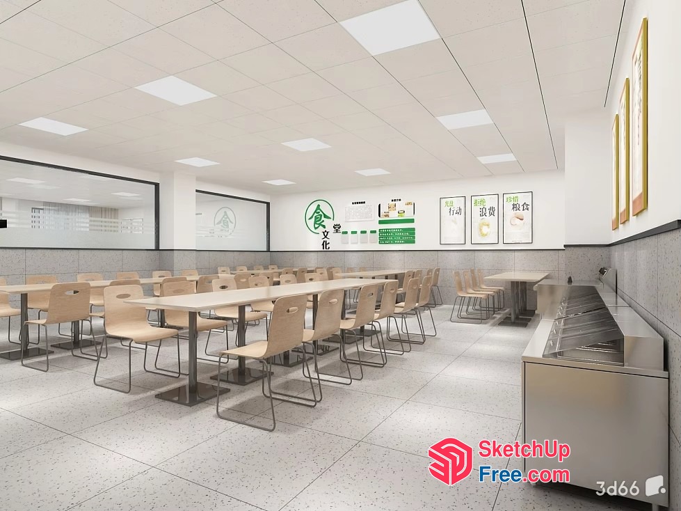 Modern Commercial Dining Space 3D SketchUp File