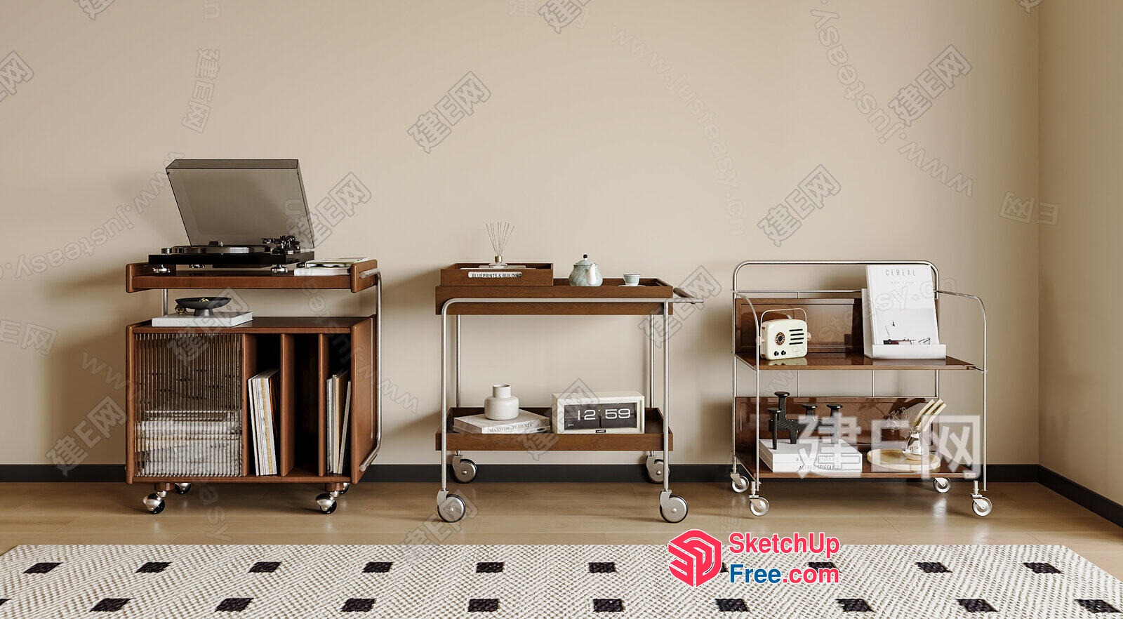 Mid-Century Modern Living Room Furniture Collection 3D SketchUp File