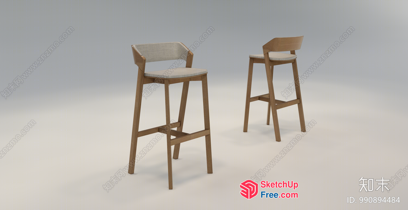 Two Bar Chairs In A Minimalist Style 3D SketchUp File