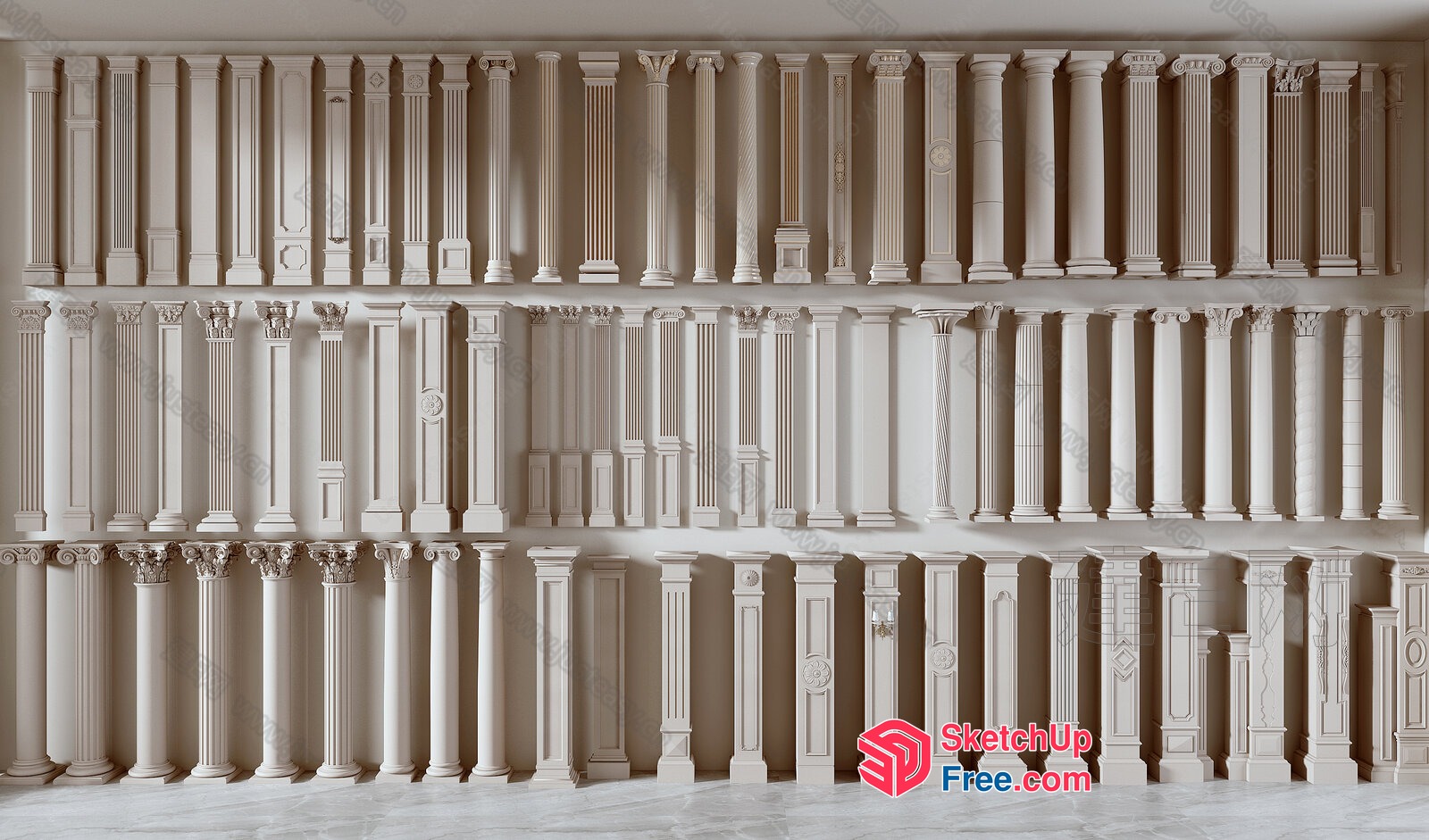 Classical Pillars And Mouldings Collection 3D SketchUp File