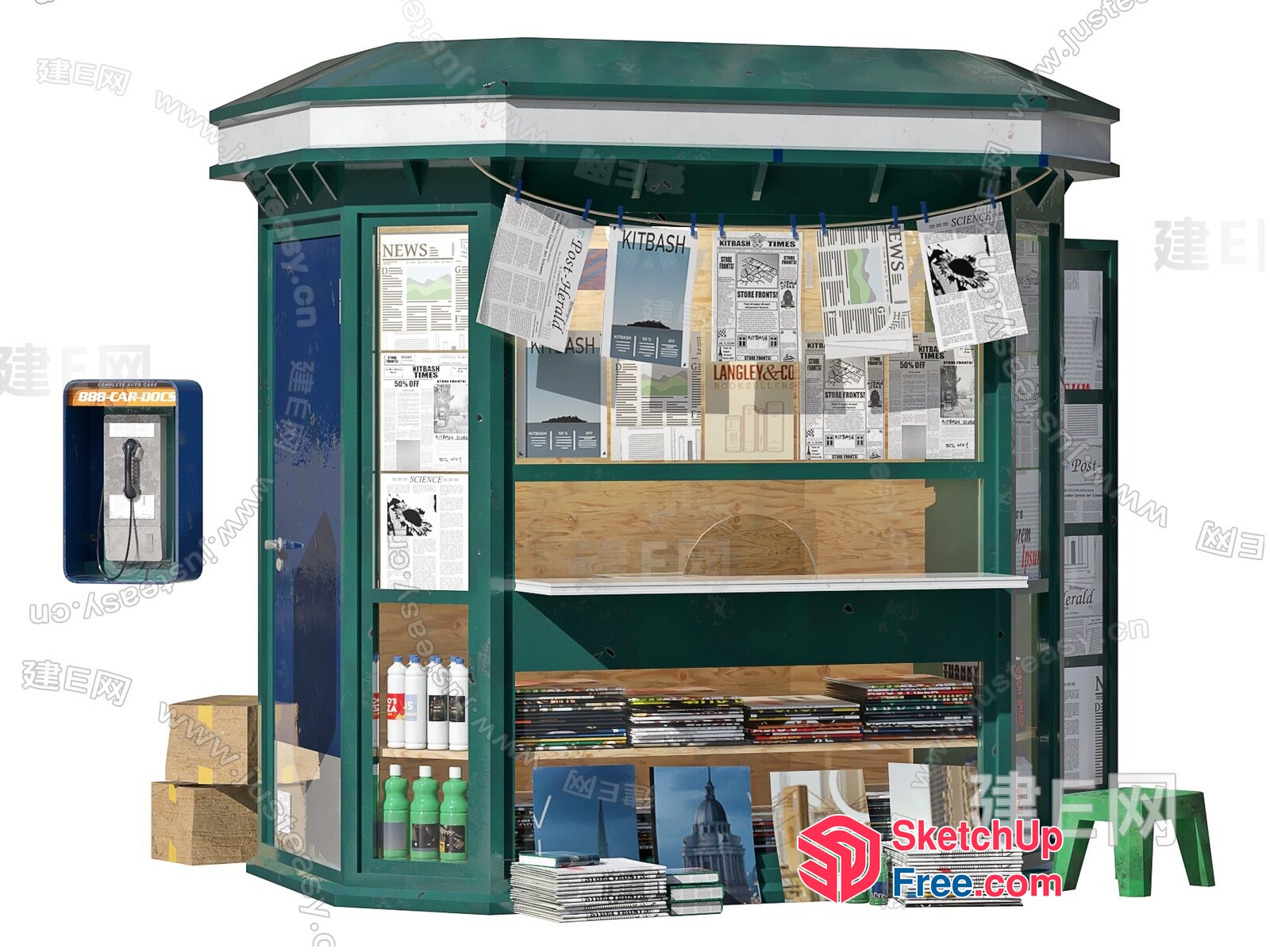 Newspaper Stand With Various Items 3D SketchUp File