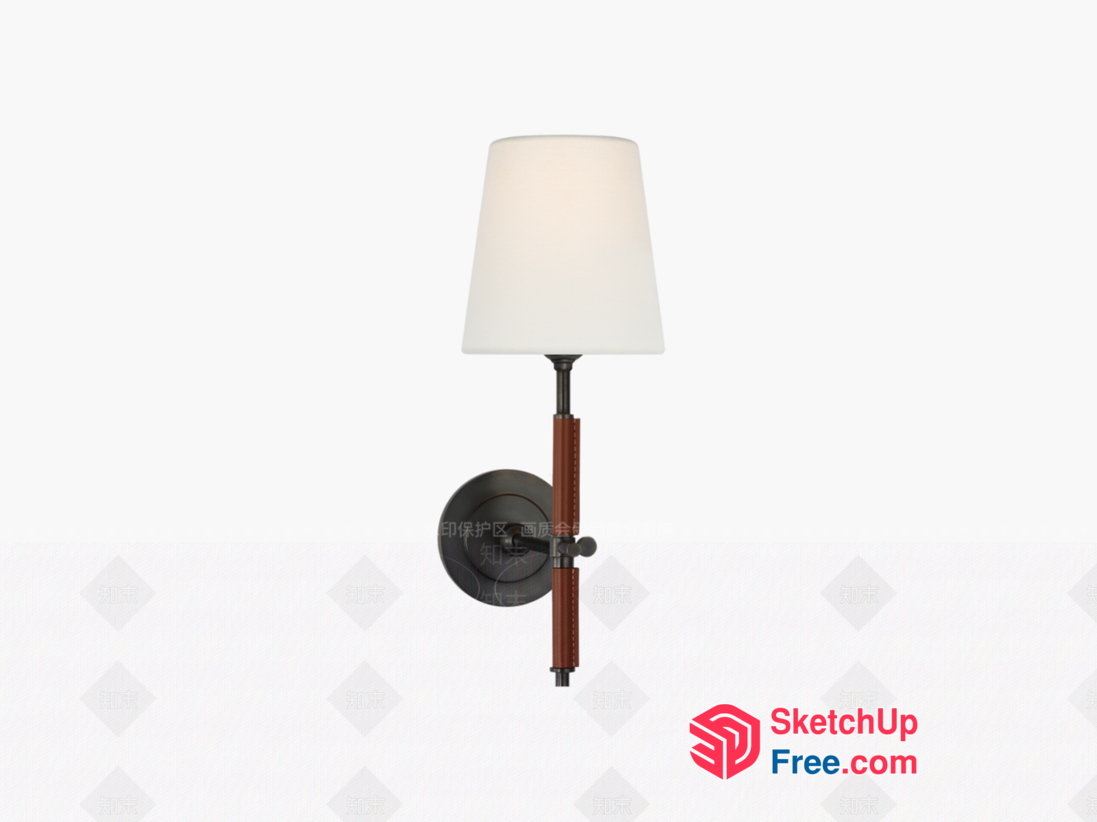 Modern Wall Lamp With White Shade And Brown Accents 3D SketchUp File