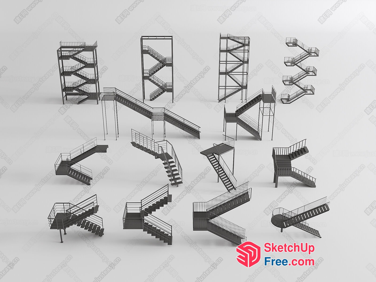 Various Stair Designs 3D SketchUp File