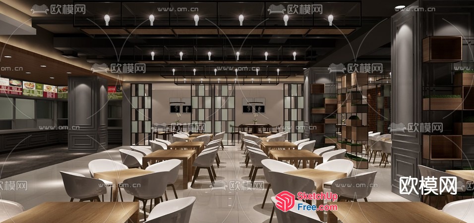 Modern Restaurant Interior With Sleek Furniture And Ambient Lighting 3D SketchUp File
