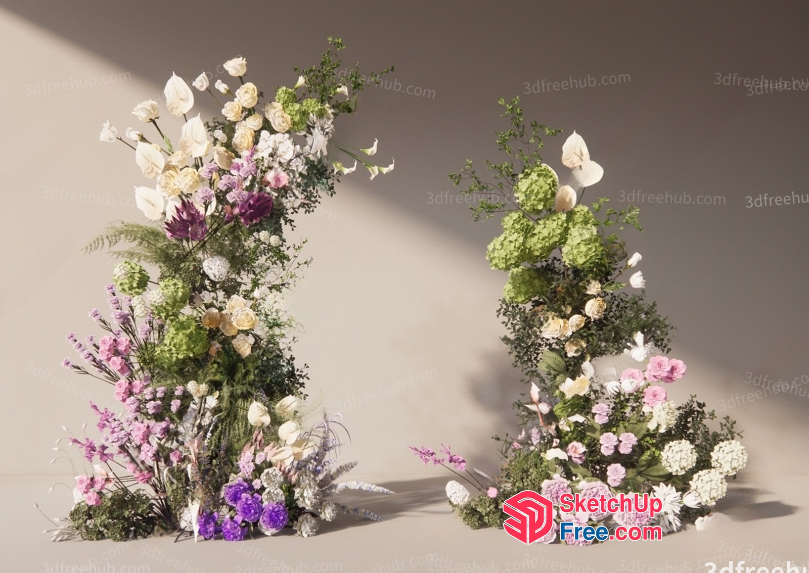 Exquisite Floral Arrangement With Pastel Hues 3D SketchUp File